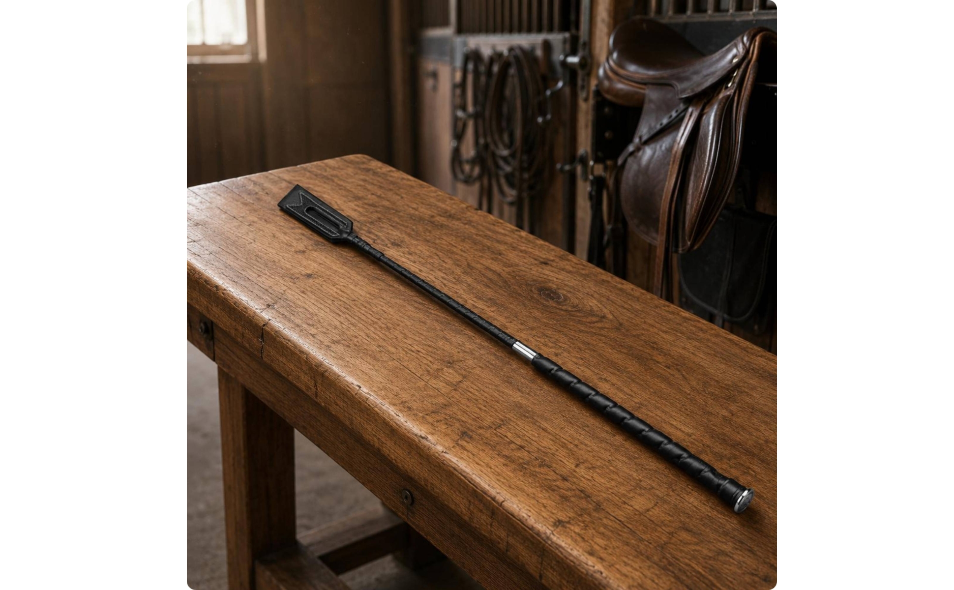 PU Riding Whip Non-Slip Handle Equestrian Whip Alloy Head for Equestrians