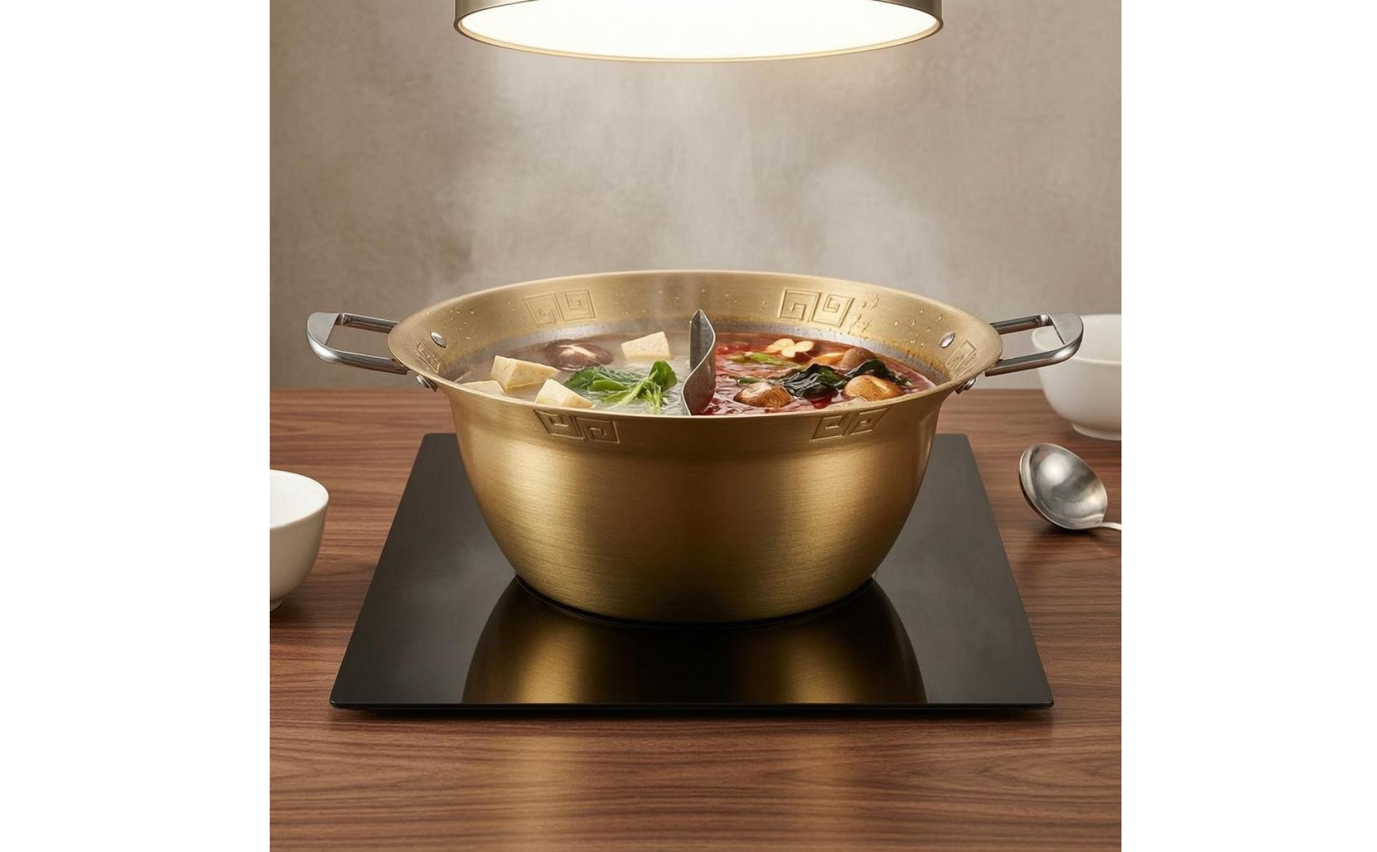 doubleCompartment Hot Pot Smooth Shiny Finish Doubleflavor Hot Pot Wide Flared