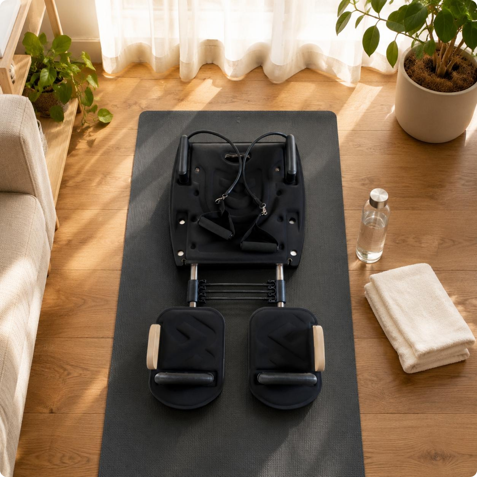 Pilates Reformer Central Bed Elastic Tension Portable Pilates Reformer Home Gym