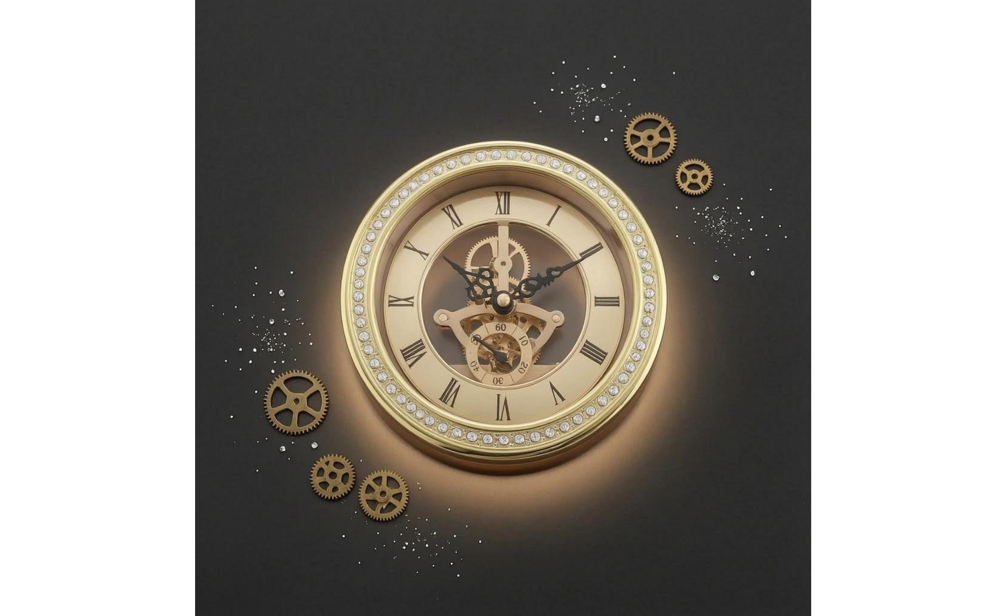 Wall Timekeeper Gear-Style Roman Numeral Wall Timekeeper Transparent Central