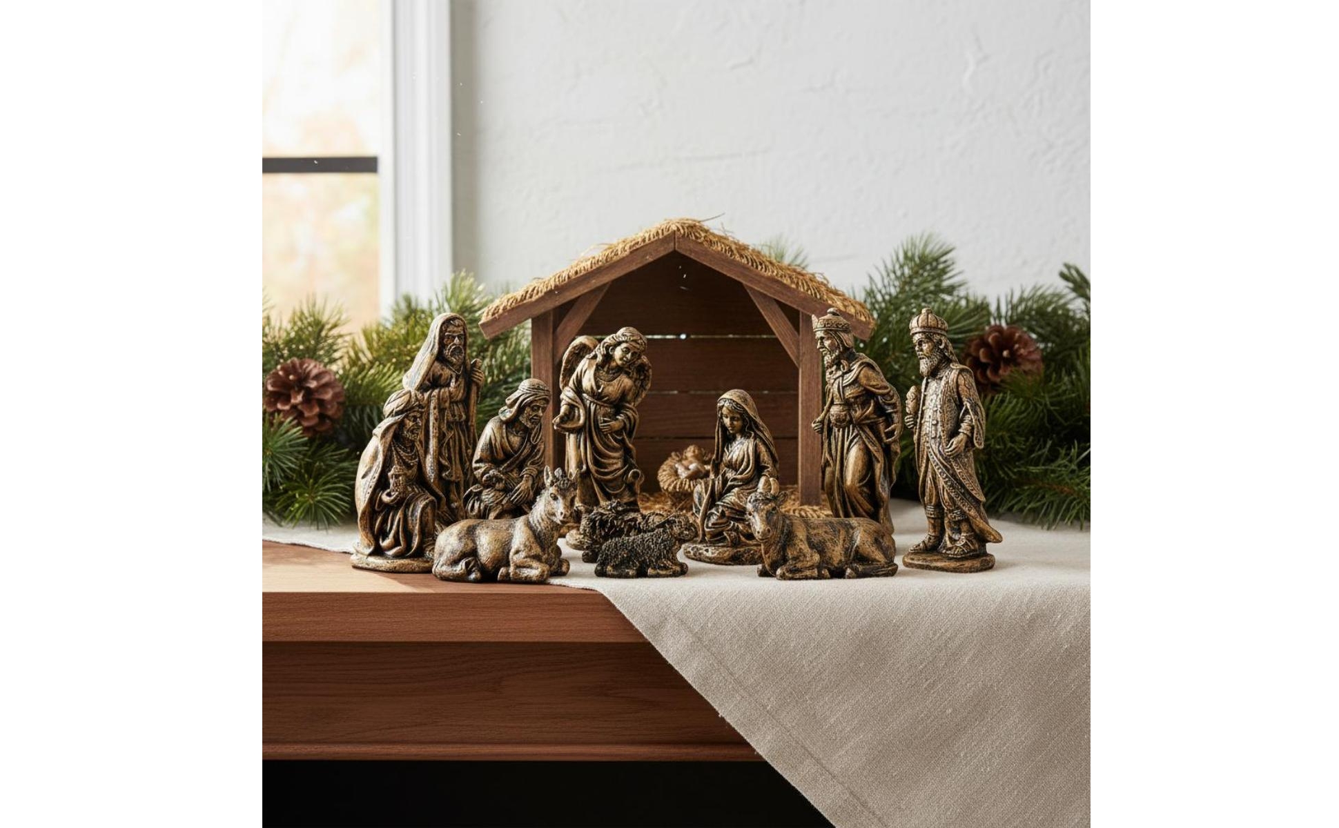 11 Stück Resin-Krippenszene Kunstharz Mini-Krippenfiguren Miniatur für Kinder