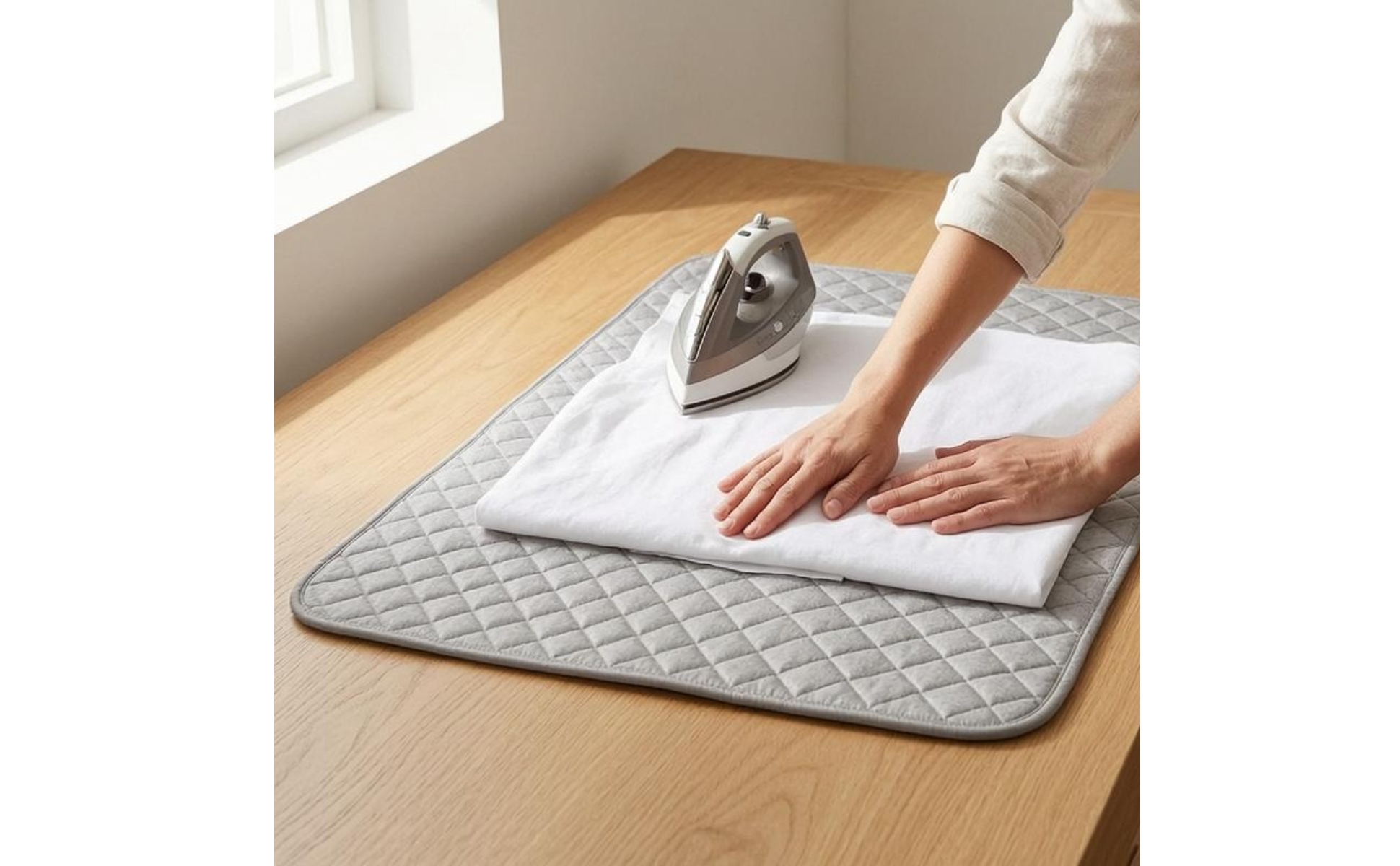 Cotton Ironing Mat Silver-Toned Quilted Ironing Pad Foldable