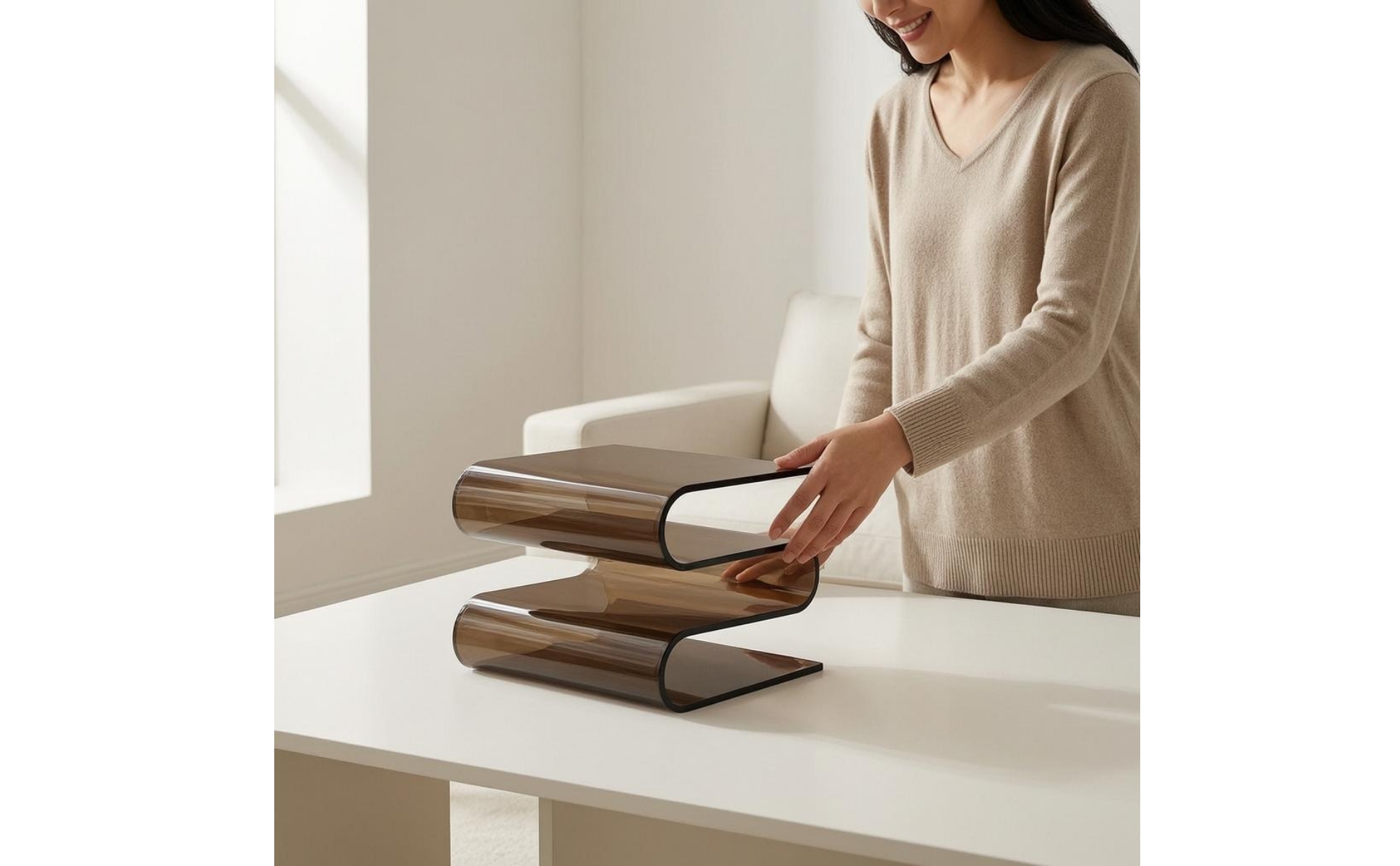 S-Shaped Bookend Minimalist Acrylic Bookend Modern