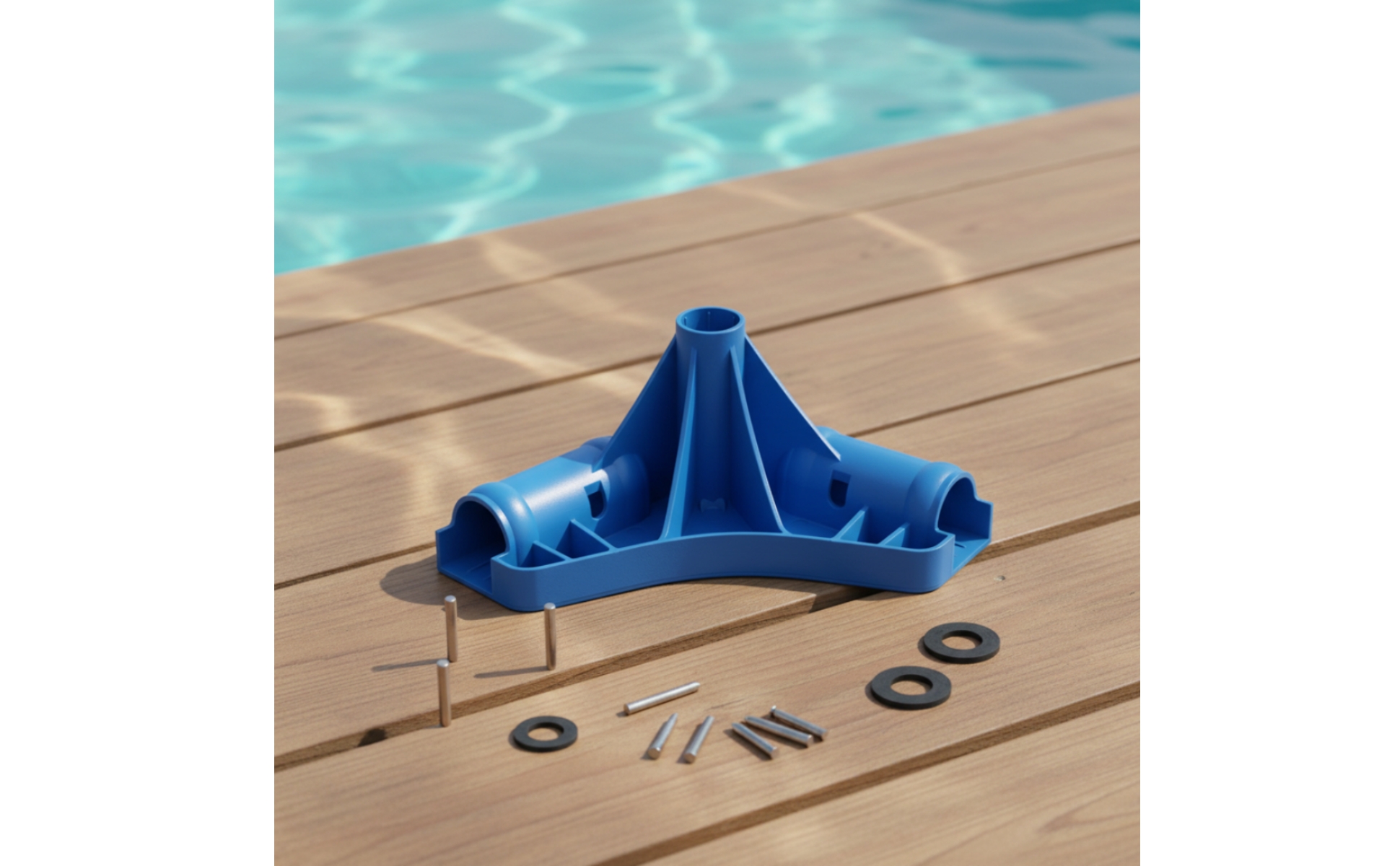 Connecteur de Cadre de Piscine Stabilité Renforcée Support Plastique Bleu Moulé
