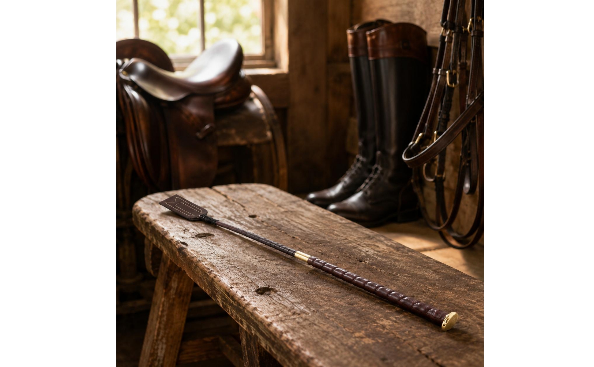 PU Riding Whip Non-Slip Handle Equestrian Whip Alloy Head for Equestrians