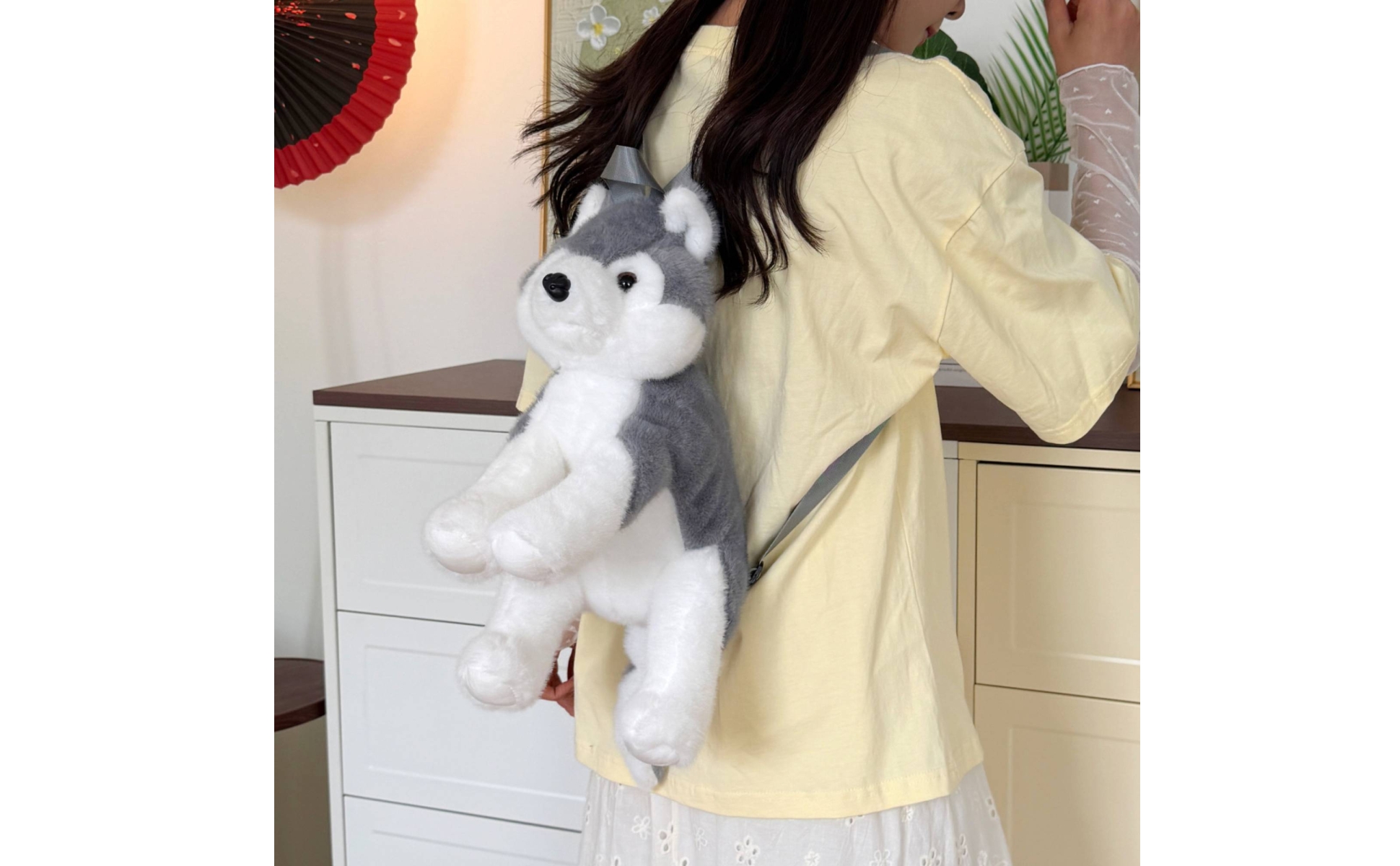 Soft Toy Husky Backpack Dangling Legs Realistic Husky Soft Toy Bag Soft Furry