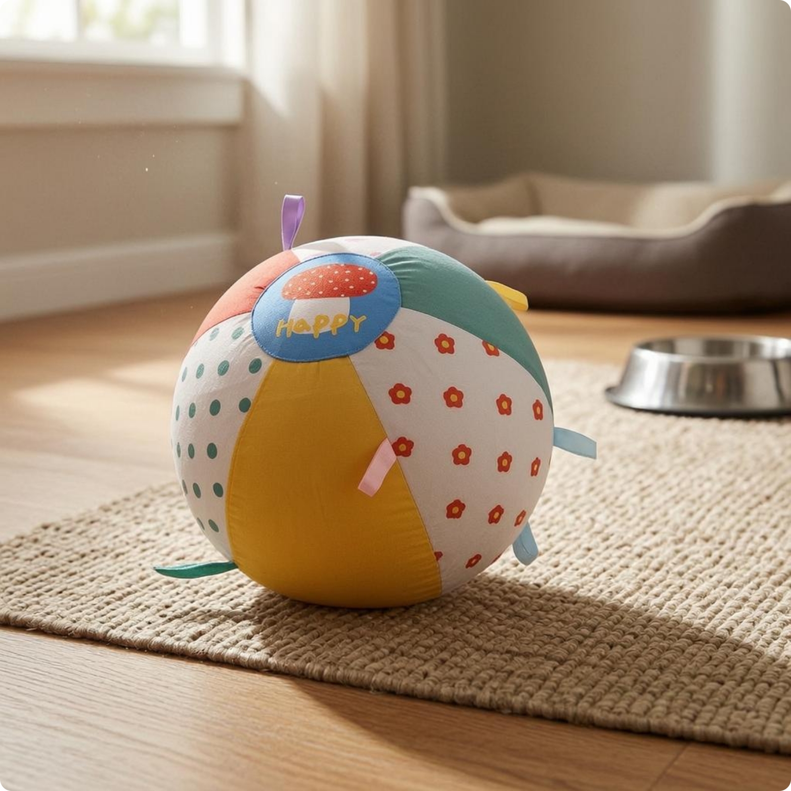 Interaktiver Hundeball Patchwork Hundespielball Bunt für Drinnen