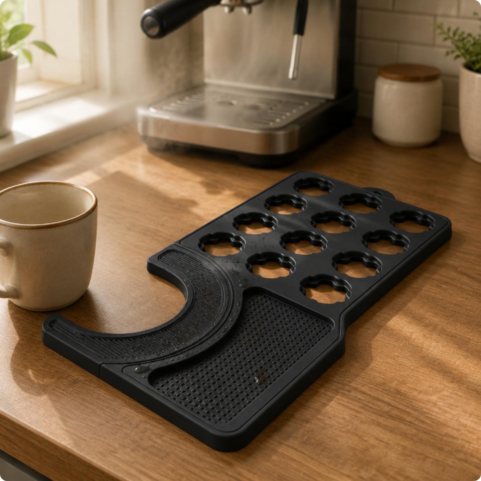 Silicone Coffee Machine Mat Space-Saving Capsule Coffee Machine Mat Easy-Grab