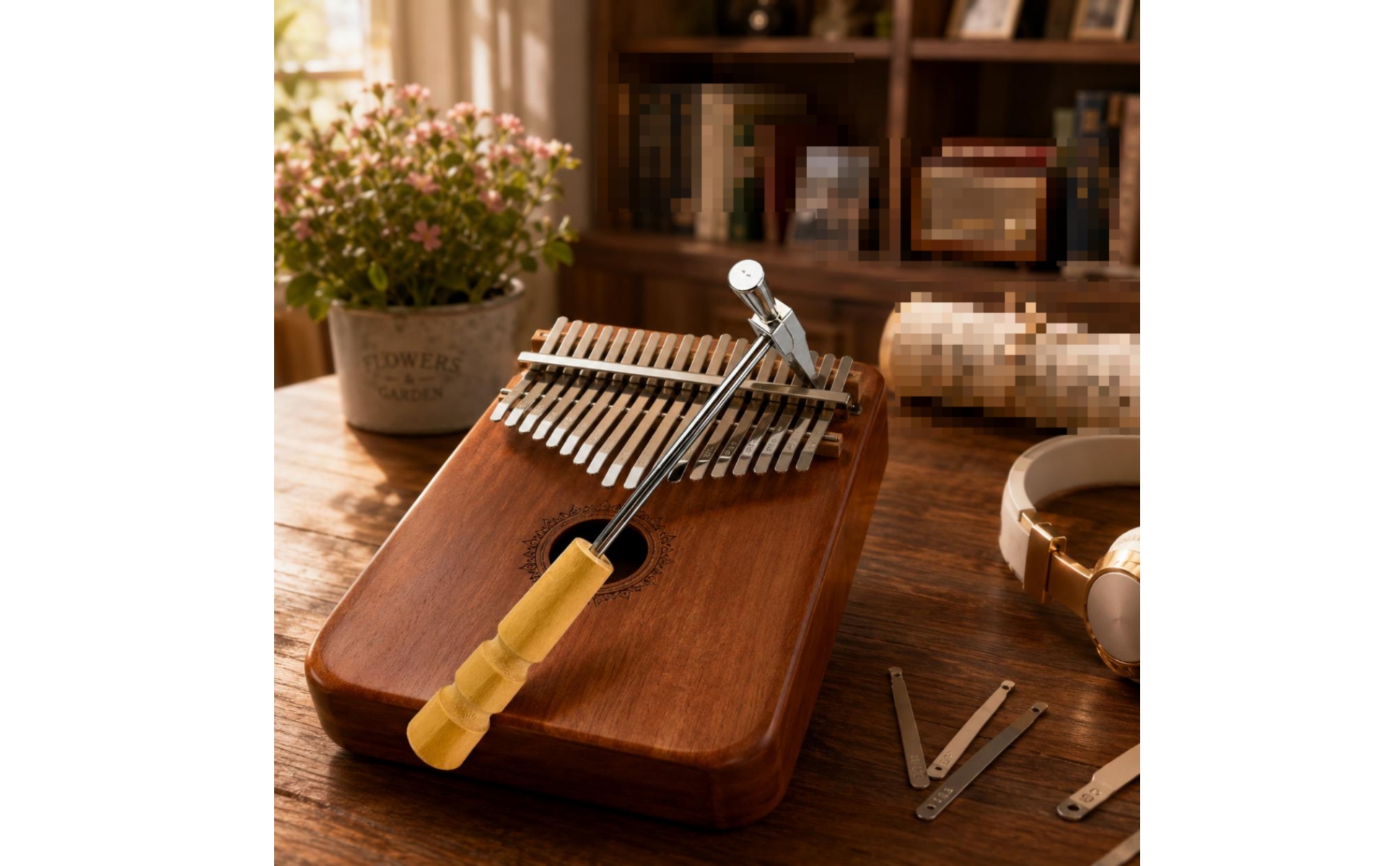 Kalimba Tuning Hammer Ridged Grip Thumb Piano Tuning Hammer Wooden Handle