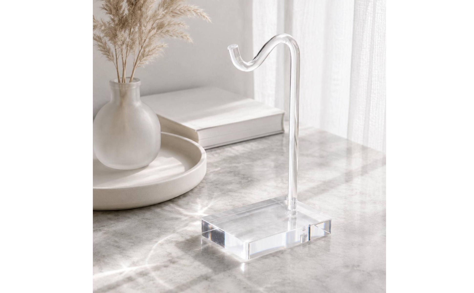 Curved Hook Necklace Display Rack Transparent Acrylic Bracelet Display Stand