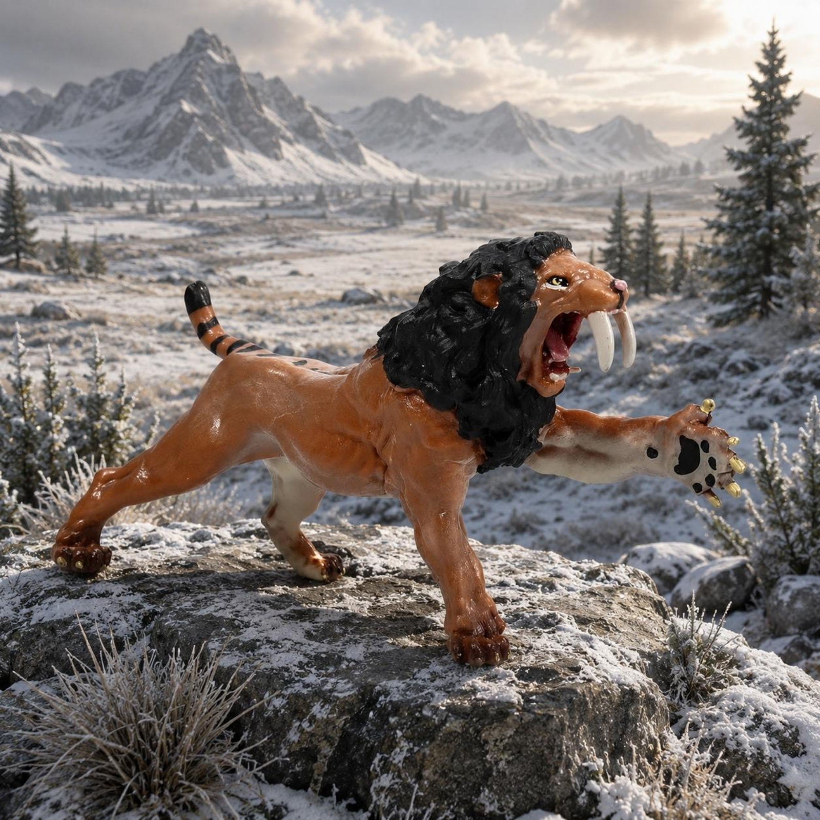 Säbelzahnkatze Figur Realistisch Säbelzahntiger Figur Detailgetreu - Produktbild 8