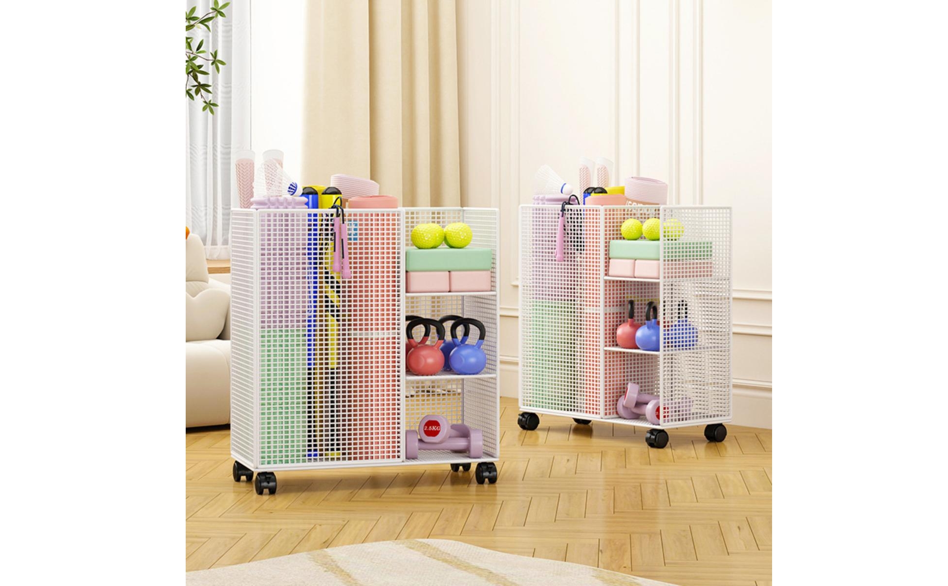 Metal Mesh Cart exposedGrid Mesh Storage Trolley Caster Wheels