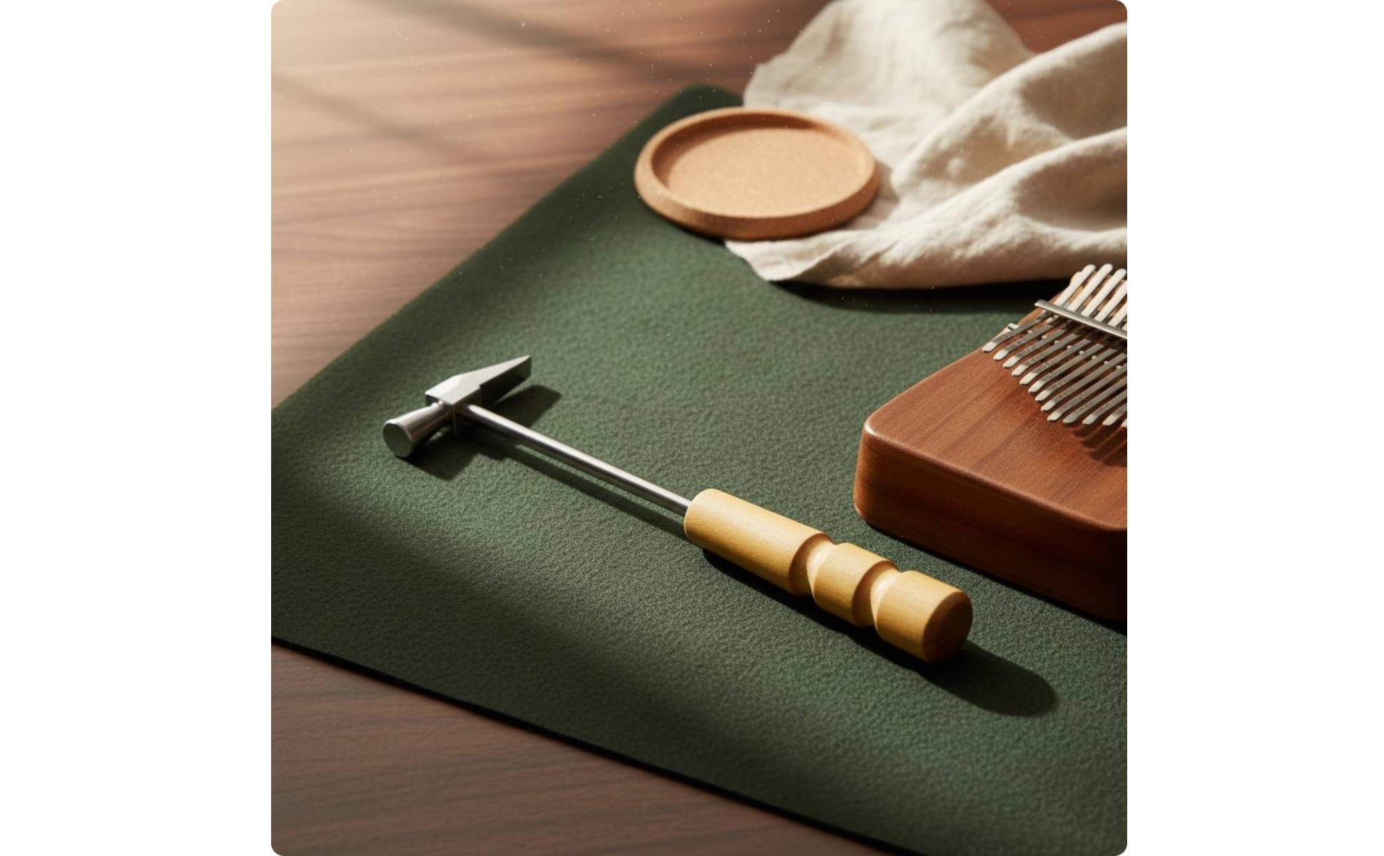 Kalimba Tuning Hammer Ridged Grip Thumb Piano Tuning Hammer Wooden Handle