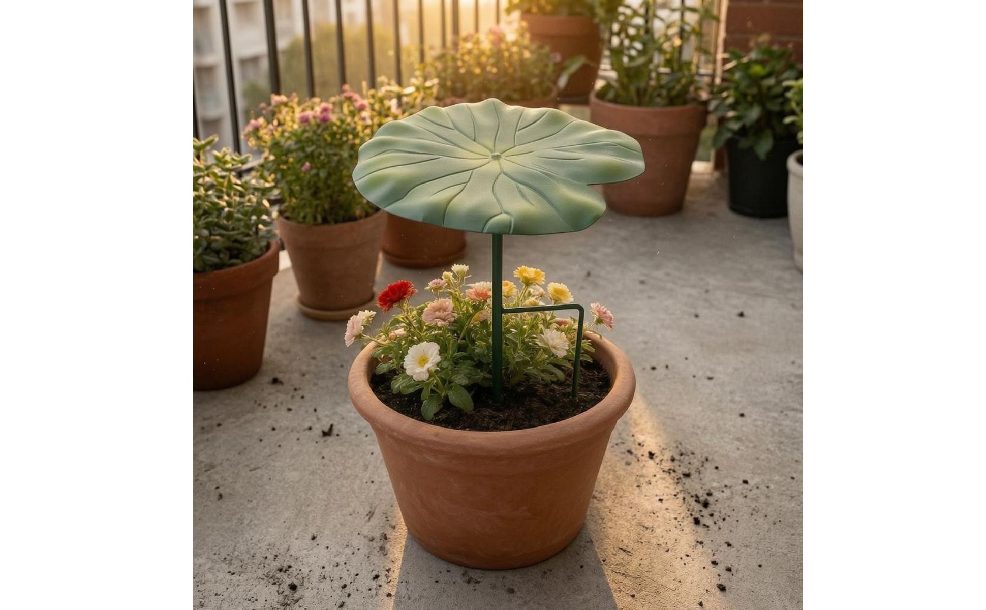 Lotus-Leaf-Shaped Shade Ornament Molded Veins Leaf-Shaped Plant Shade Green
