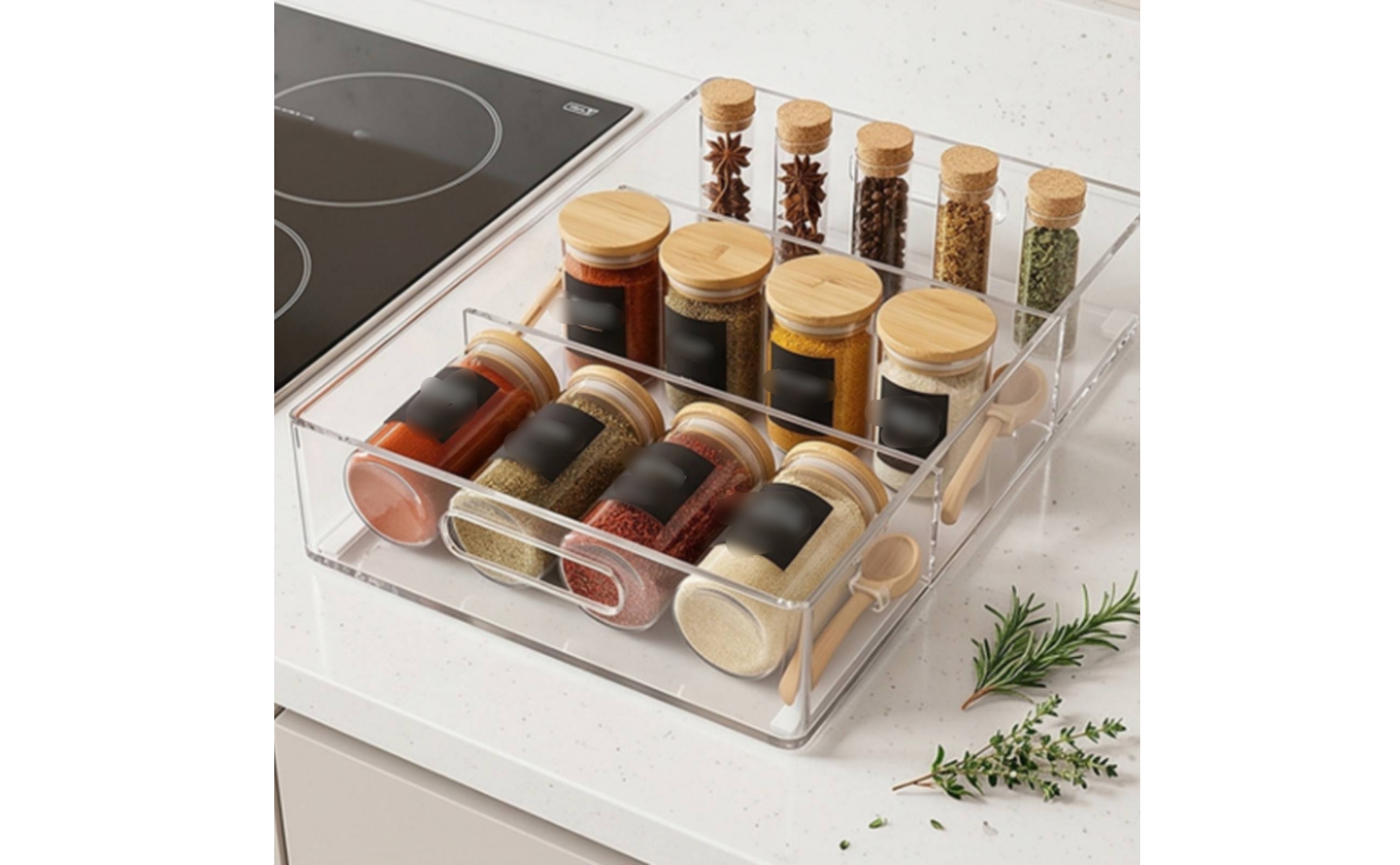 Acrylic Desktop Organizer Divided Three-Section Organizer Transparent