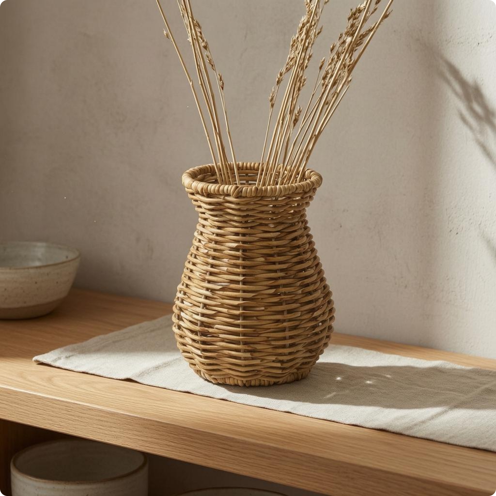 Woven Plastic Vase Versatile Display Rattan Vase Handmade