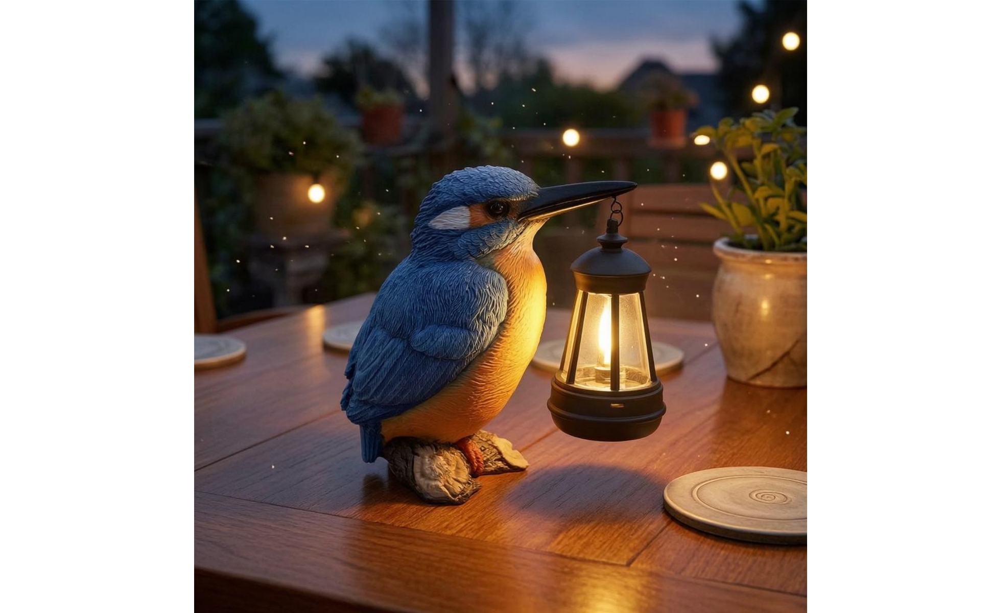 Kingfisher-Laternenfigur Solarbetrieben Vogel-Dekoration mit Laterne