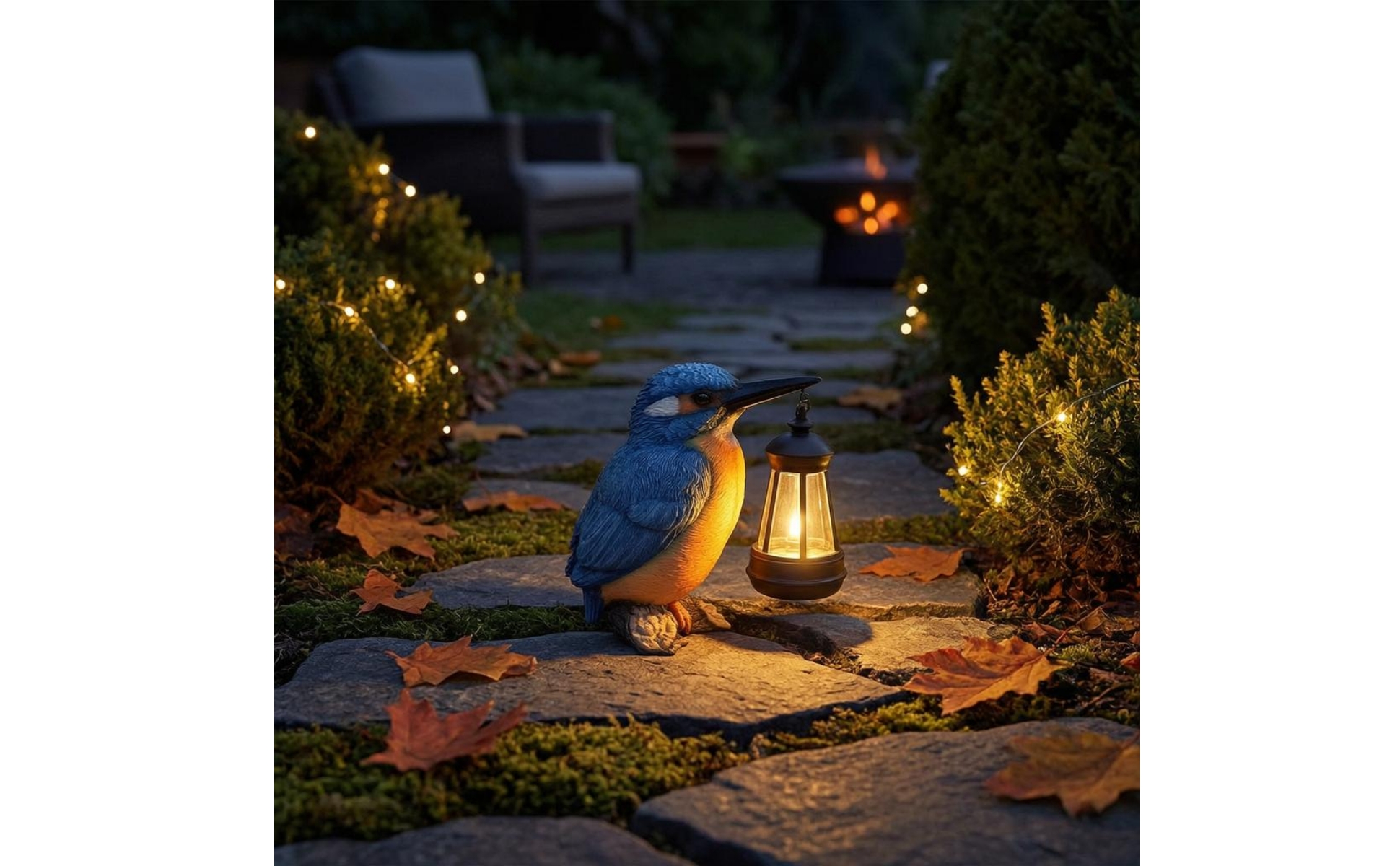 Kingfisher-Laternenfigur Solarbetrieben Vogel-Dekoration mit Laterne