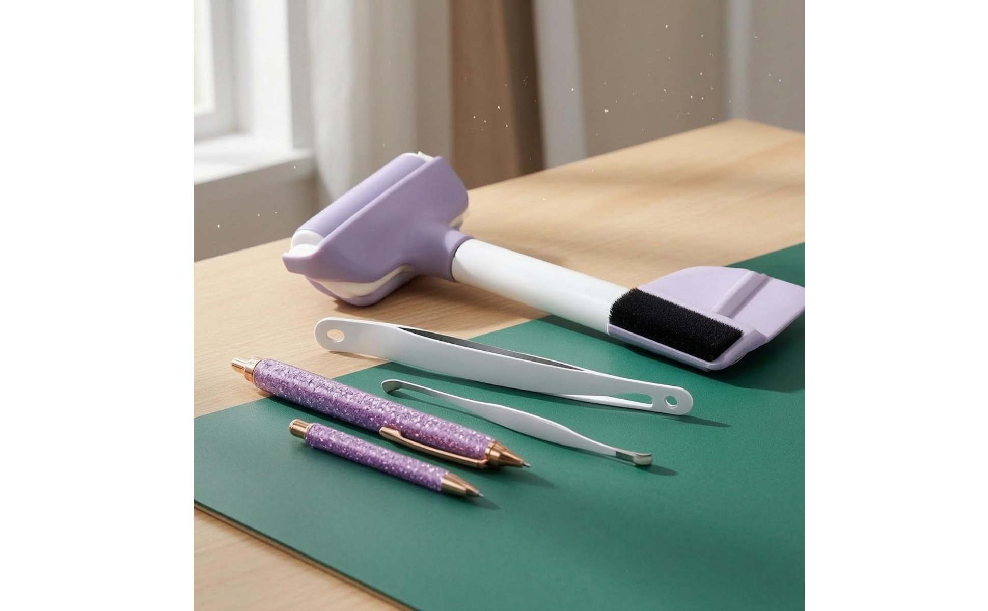Embossing Roller Kit White Handle Needle Pen Glitter-Textured for Printing Work