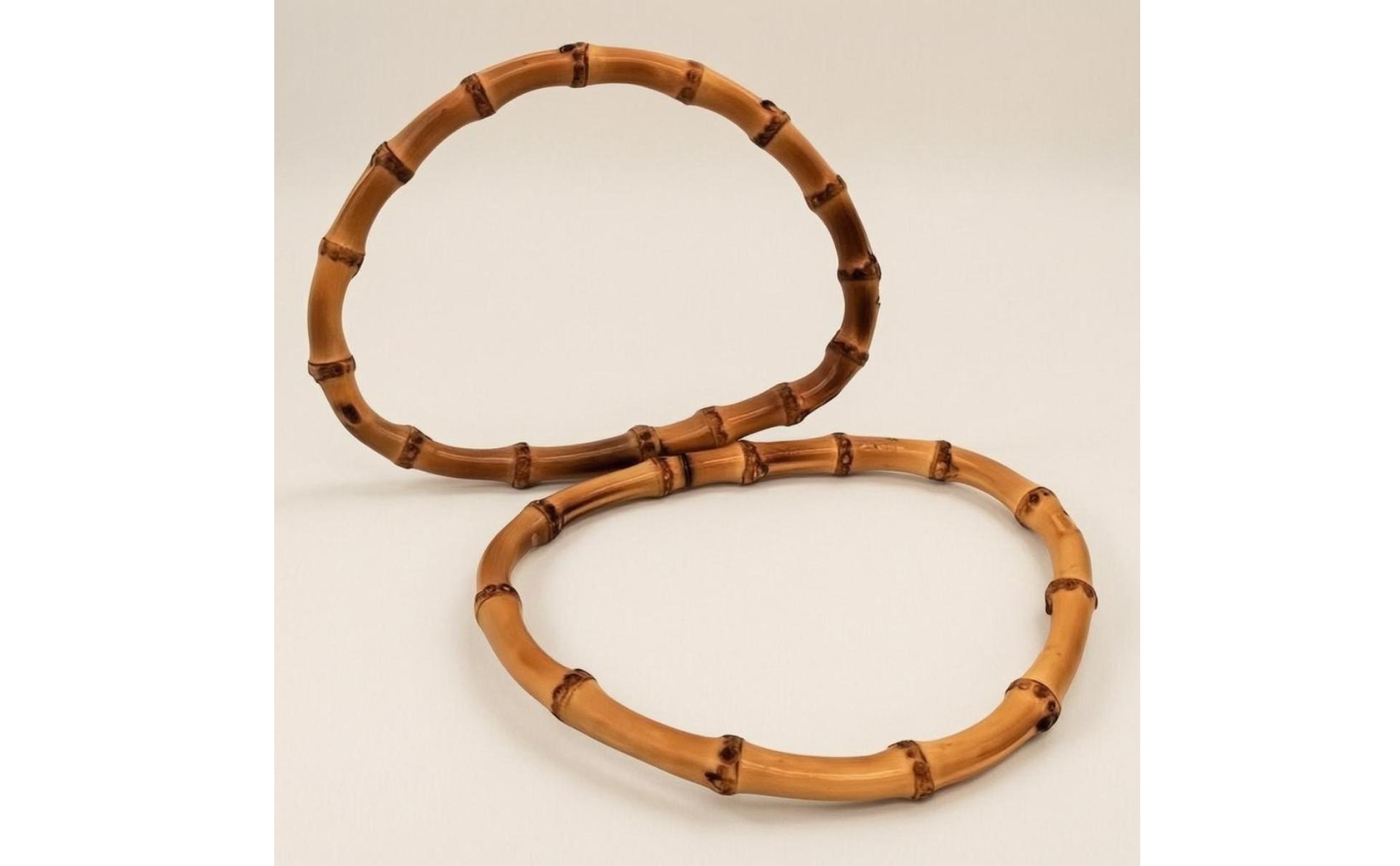 Bamboo Handbag Handle Natural Finish D-Shaped Bamboo Handle Rounded