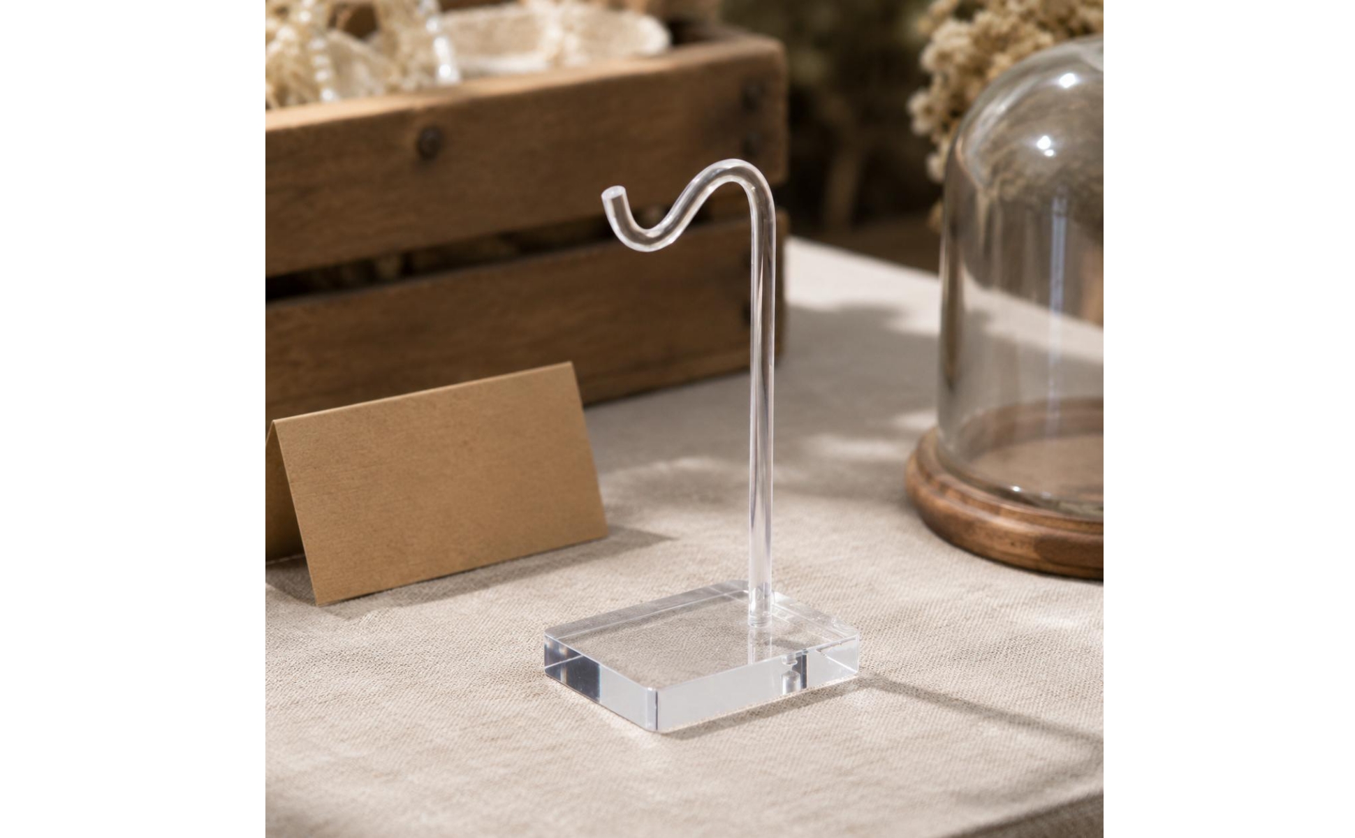 Curved Hook Necklace Display Rack Transparent Acrylic Bracelet Display Stand