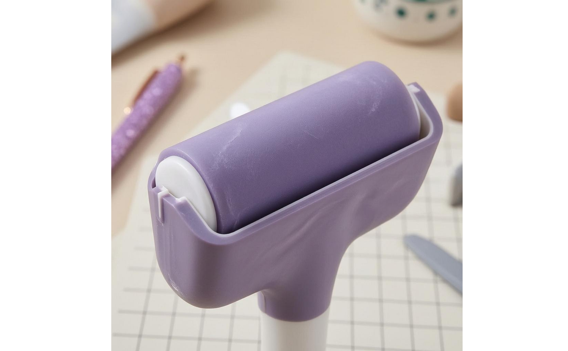 Embossing Roller Kit White Handle Needle Pen Glitter-Textured for Printing Work