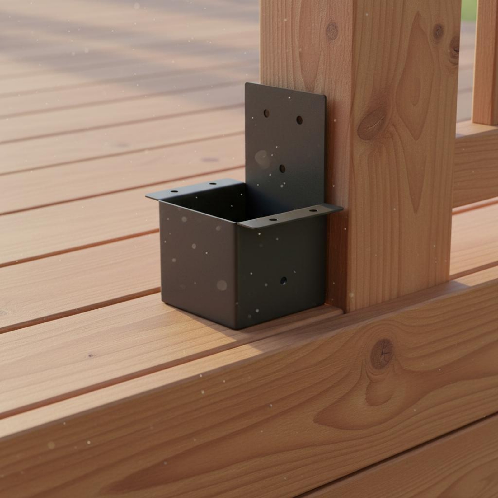 4 Stück Pergola Pfostenverbinder pulverbeschichtet 4x4 Pfostenwinkel vorgebohrt Löcher - Produktbild 1