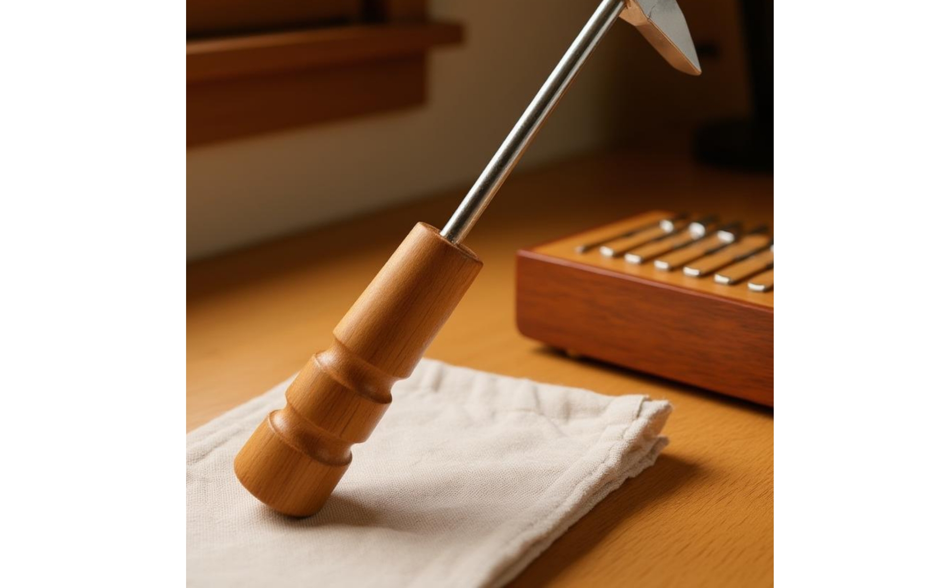 Kalimba Tuning Hammer Ridged Grip Thumb Piano Tuning Hammer Wooden Handle