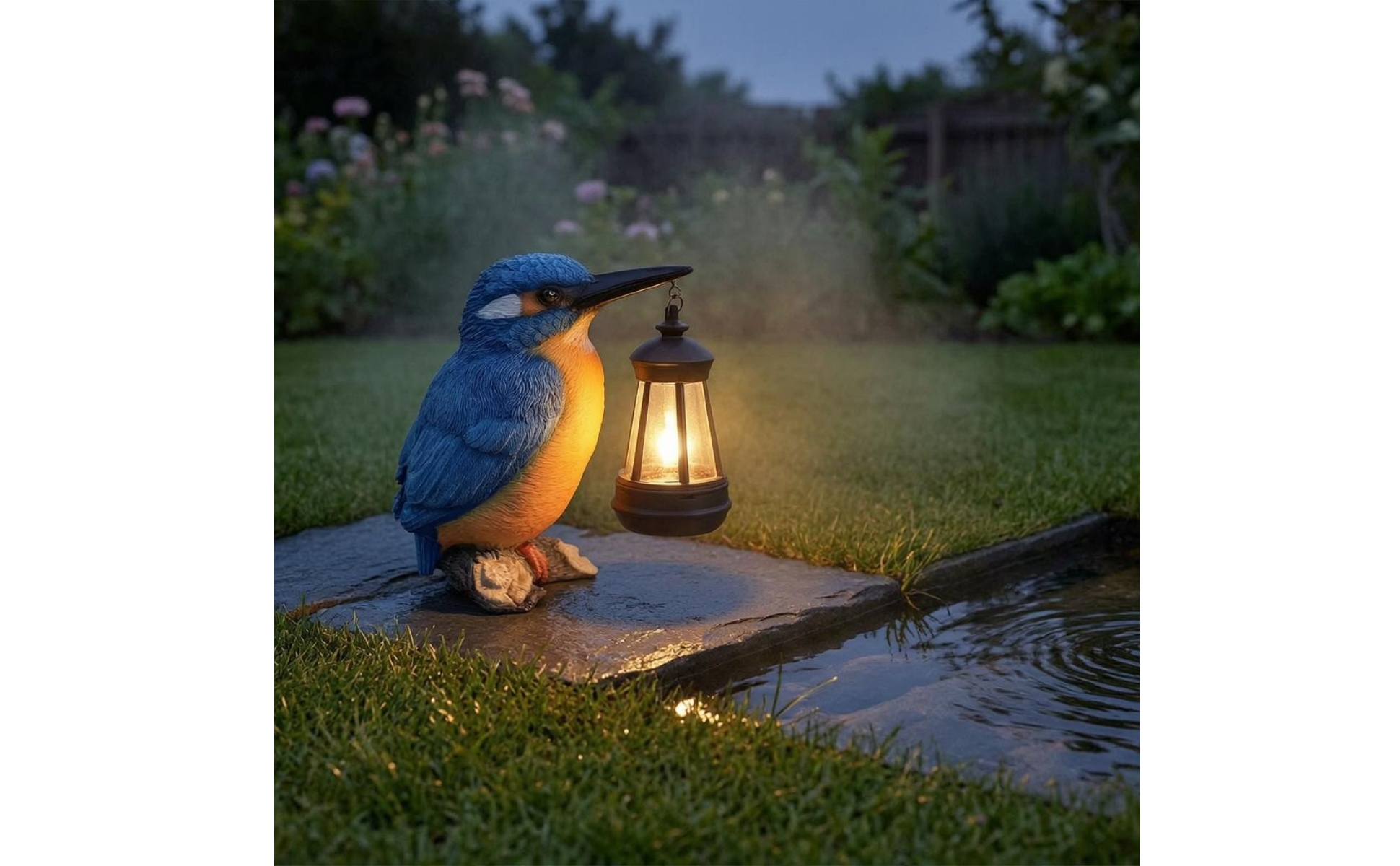 Kingfisher-Laternenfigur Solarbetrieben Vogel-Dekoration mit Laterne