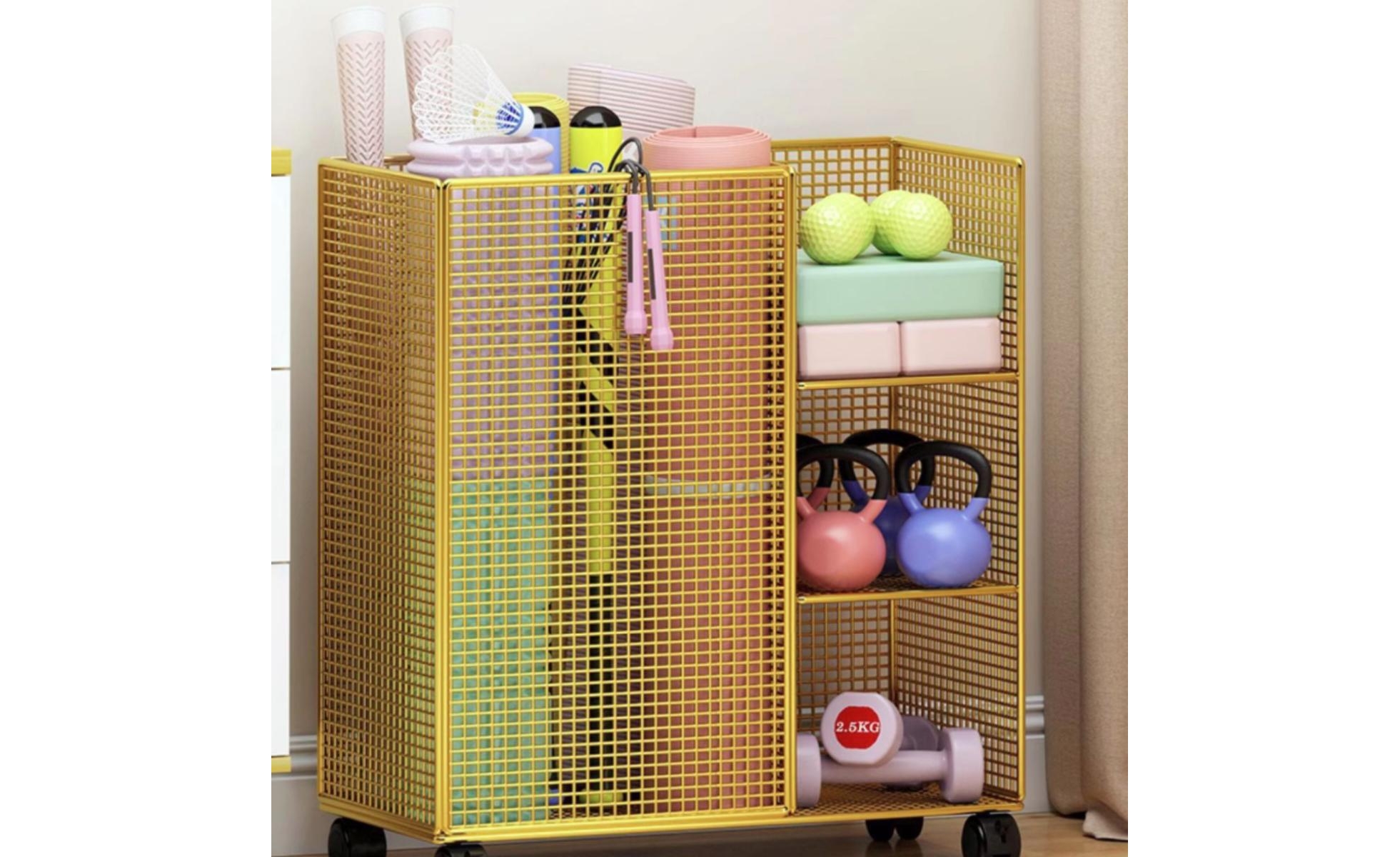 Metal Mesh Cart exposedGrid Mesh Storage Trolley Caster Wheels