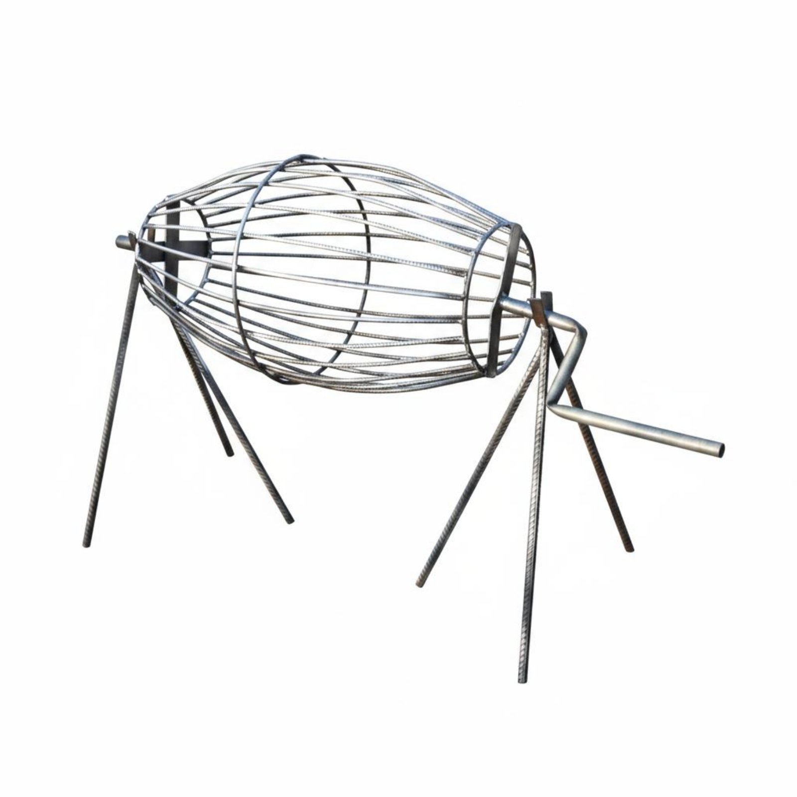 Manual Rotating Grill Basket Side Crank Handle Outdoor Cooking Even Heating