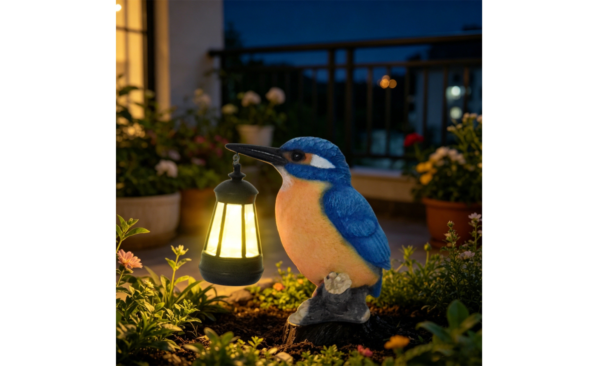 Kingfisher-Laternenfigur Solarbetrieben Vogel-Dekoration mit Laterne