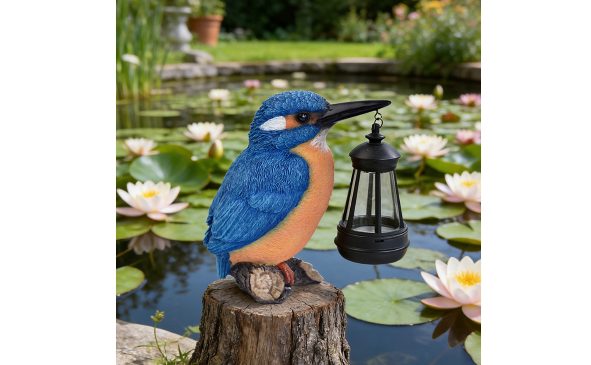 Kingfisher-Laternenfigur Solarbetrieben Vogel-Dekoration mit Laterne