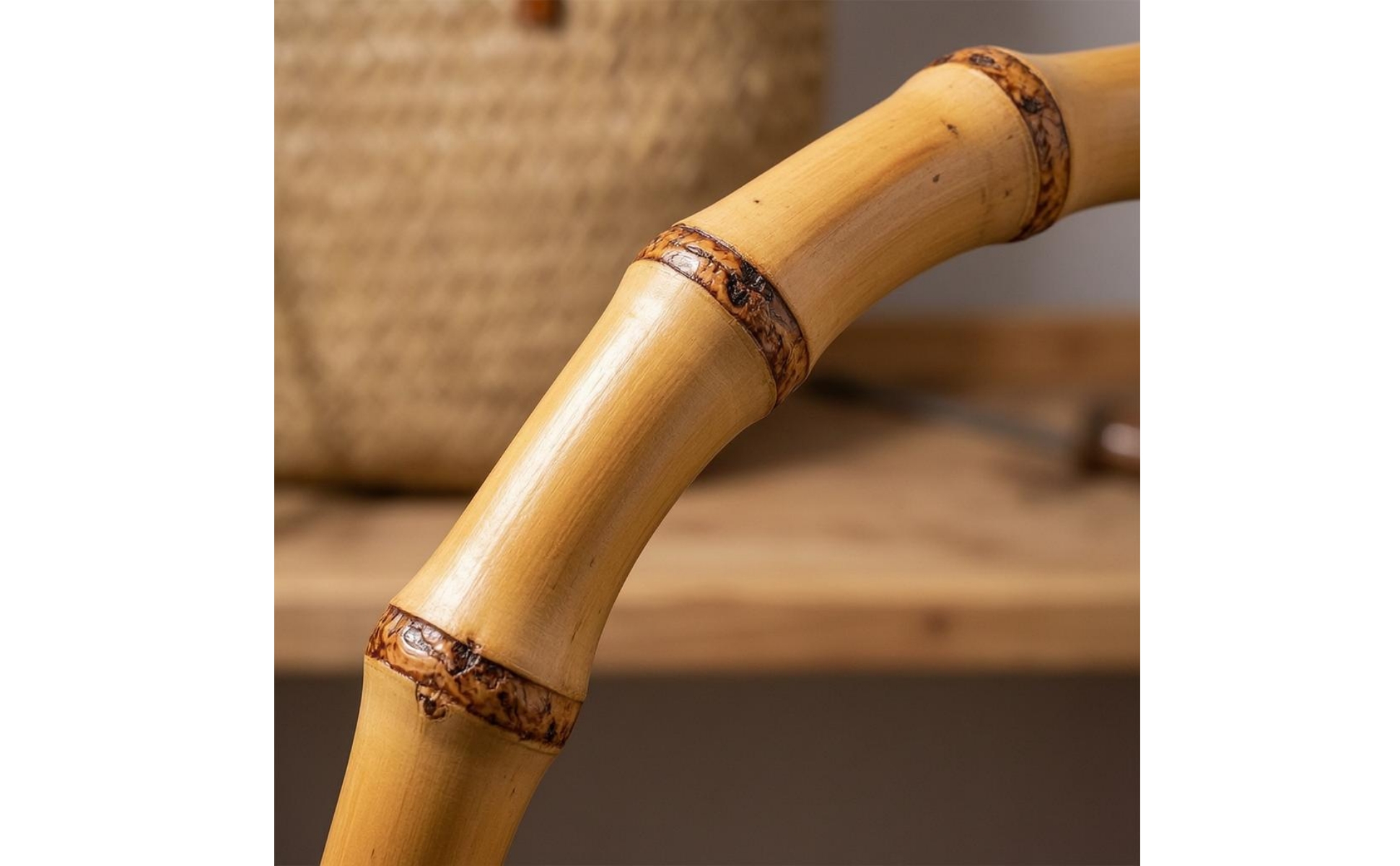 Bamboo Handbag Handle Natural Finish D-Shaped Bamboo Handle Rounded