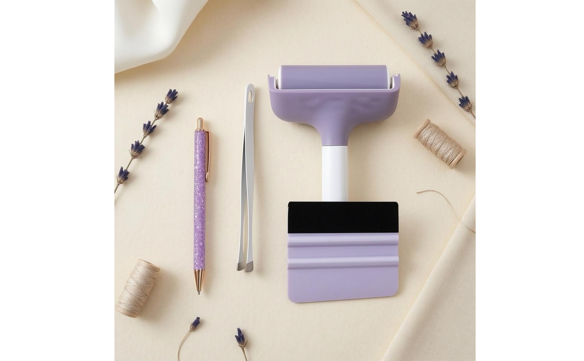 Embossing Roller Kit White Handle Needle Pen Glitter-Textured for Printing Work