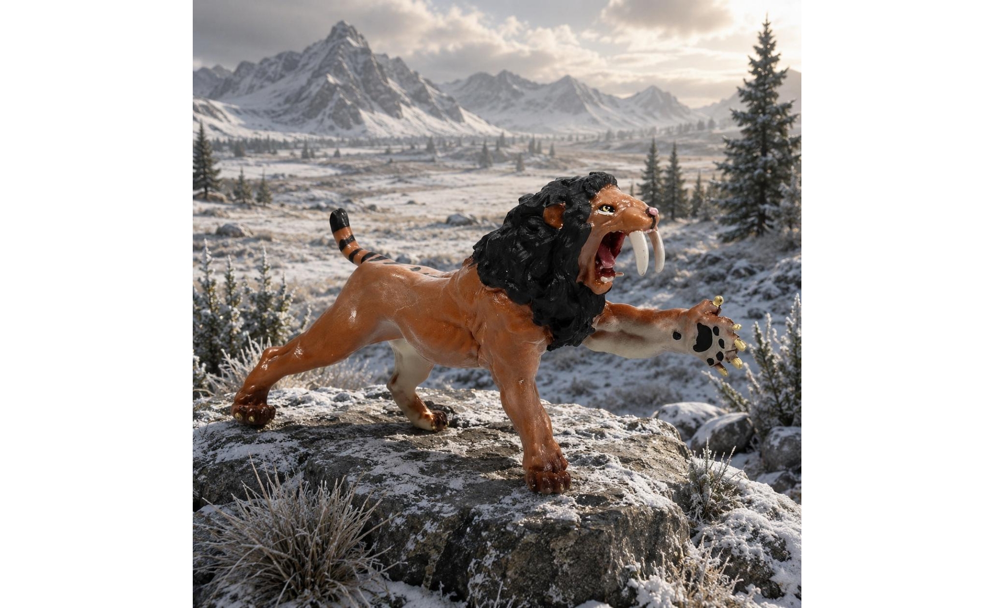 Säbelzahnkatze Figur handbemalt Säbelzahntigerfigur realistisch