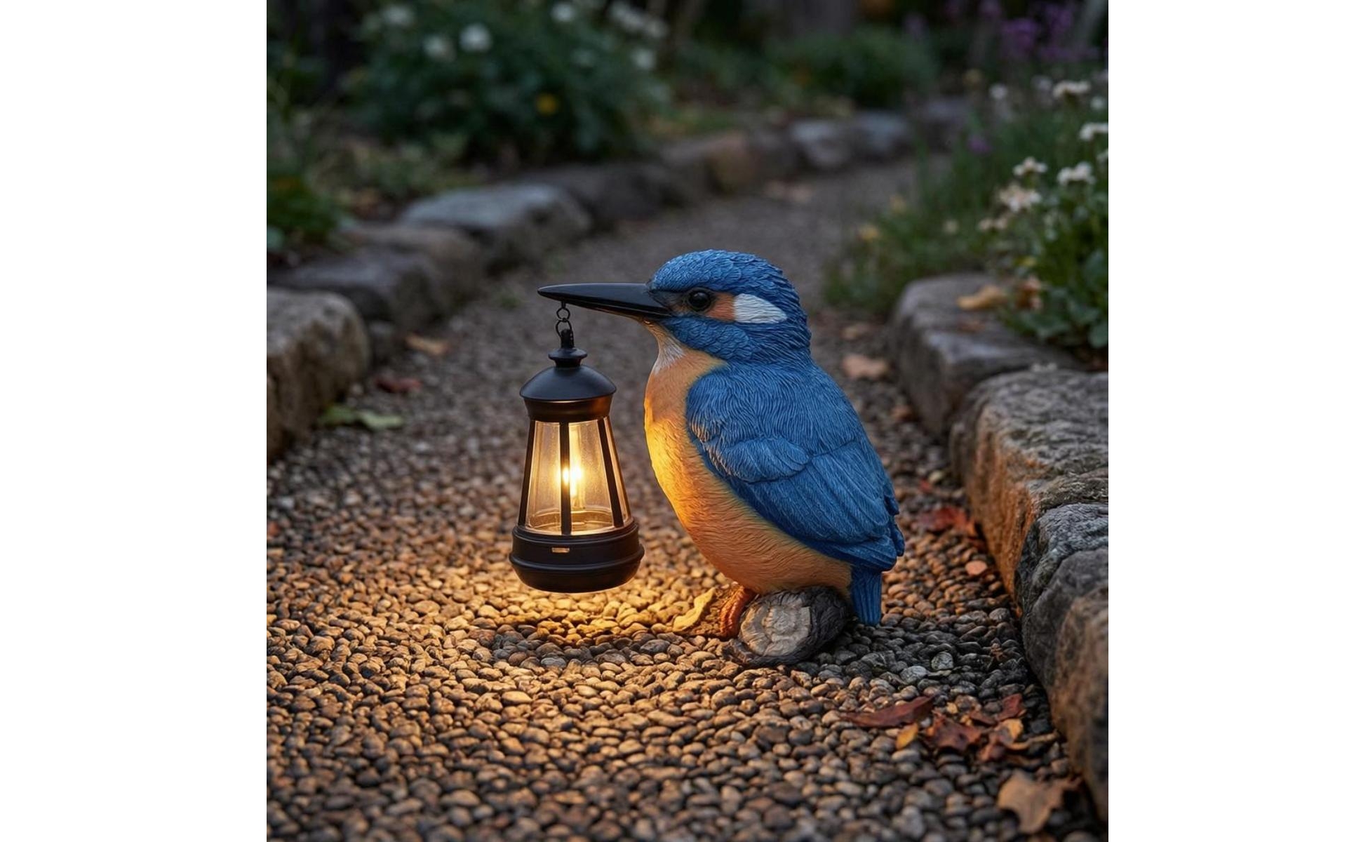 Kingfisher-Laternenfigur Solarbetrieben Vogel-Dekoration mit Laterne