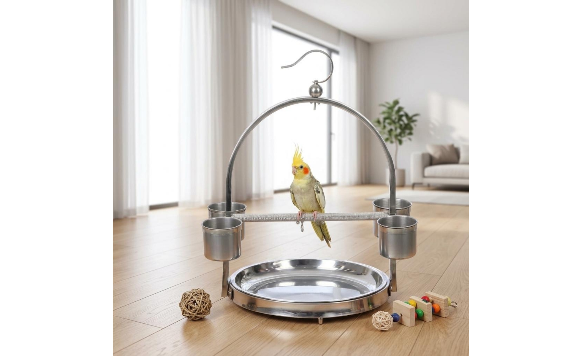 Bird Standing Rack Stainless Steel Bird Stand Round Base