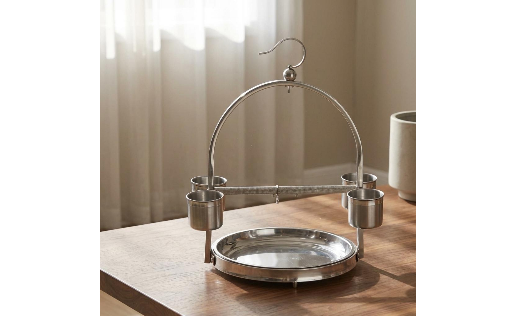 Bird Standing Rack Stainless Steel Bird Stand Round Base