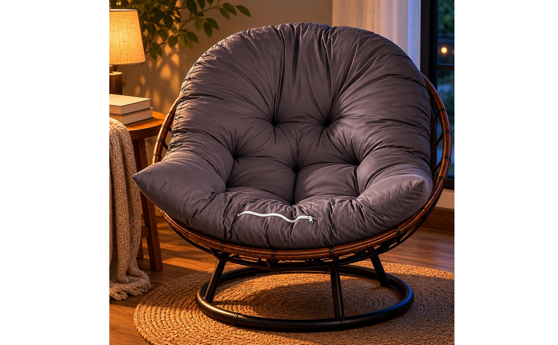Quilted Hanging Chair Cushion Thick Encircling Seat Cushion Stitched
