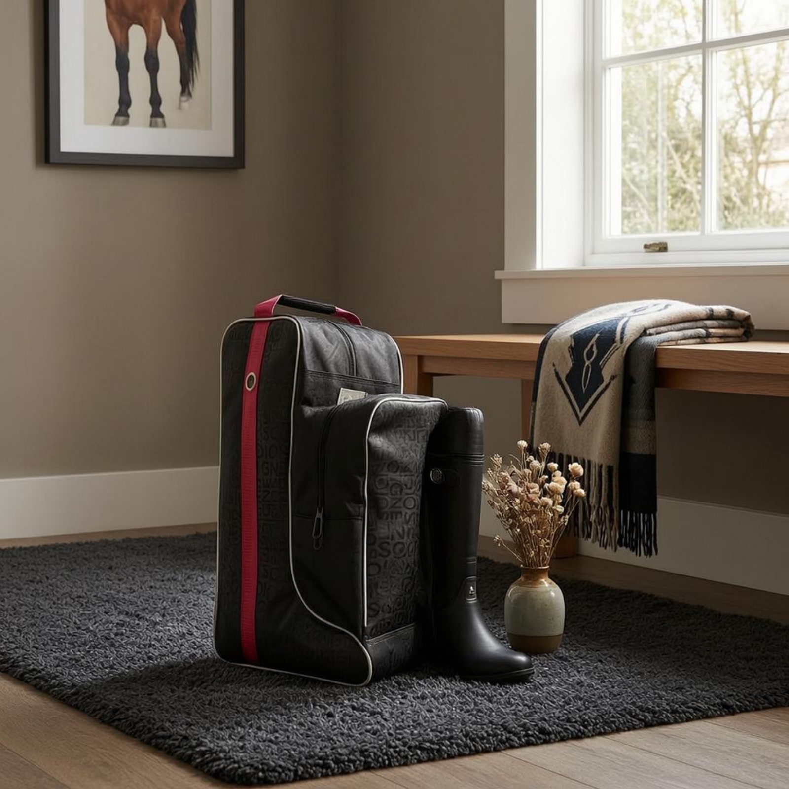 Reitstiefeltasche Gemustert Stiefel-Transporttasche mit Paspel für Reiter - Produktbild 1