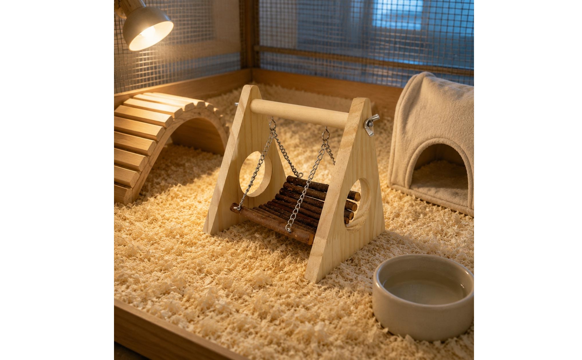 Wooden Hamster Swing Natural Wood Wooden Swing Seat Swing Chewable for Enclosure