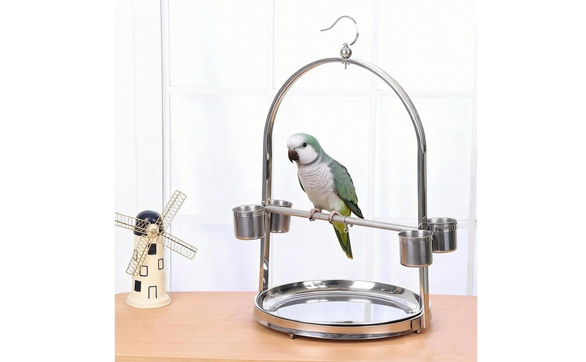 Bird Standing Rack Stainless Steel Bird Stand Round Base