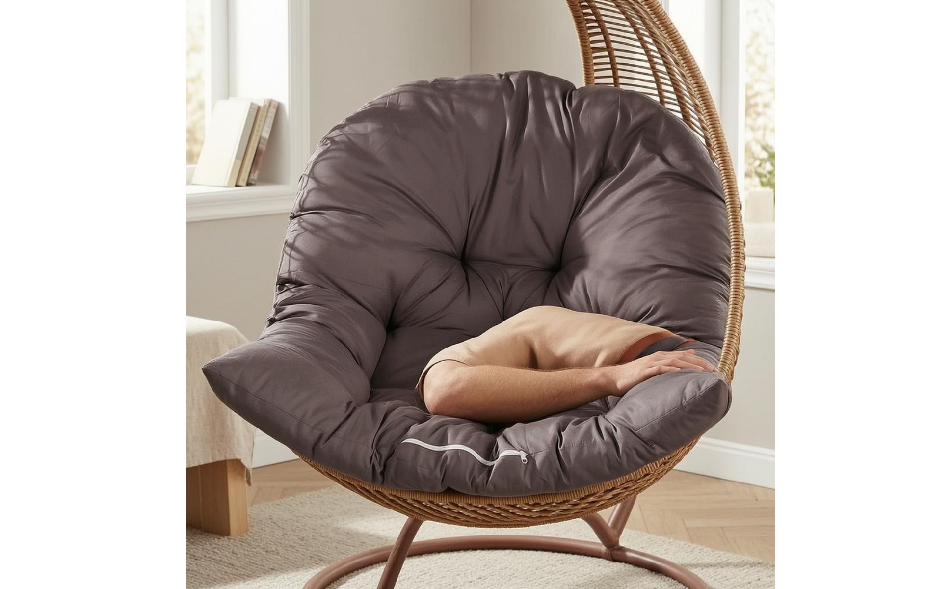 Quilted Hanging Chair Cushion Thick Encircling Seat Cushion Stitched