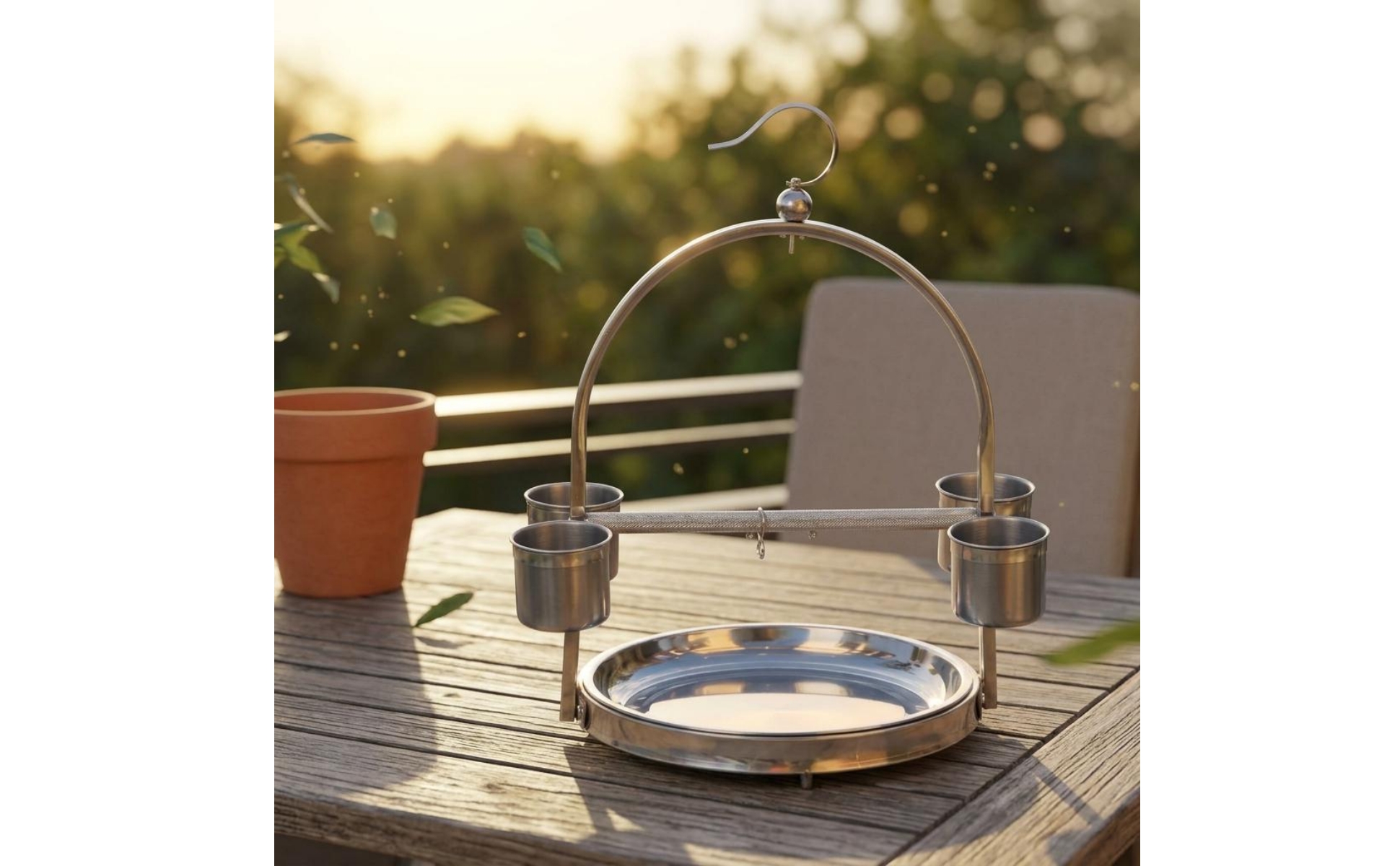 Bird Standing Rack Stainless Steel Bird Stand Round Base