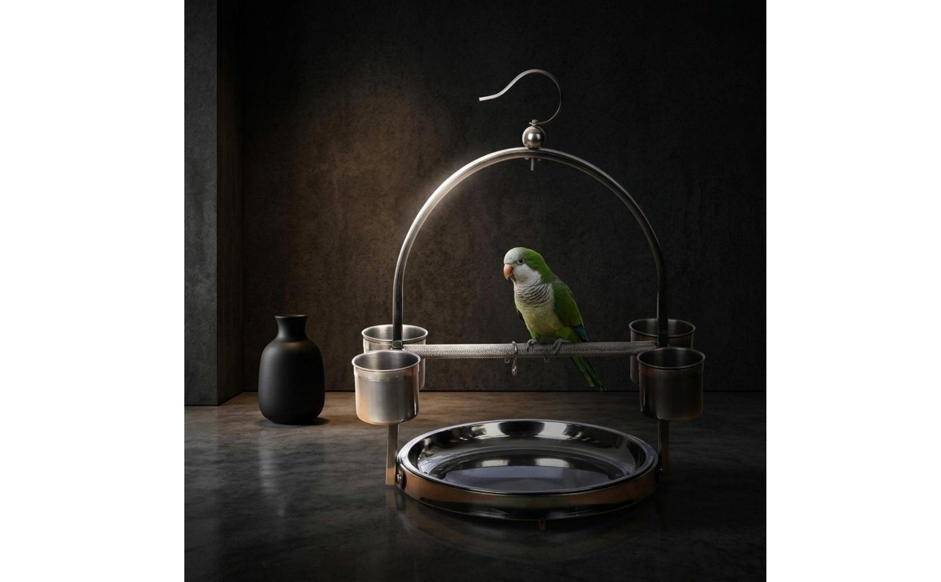 Bird Standing Rack Stainless Steel Bird Stand Round Base