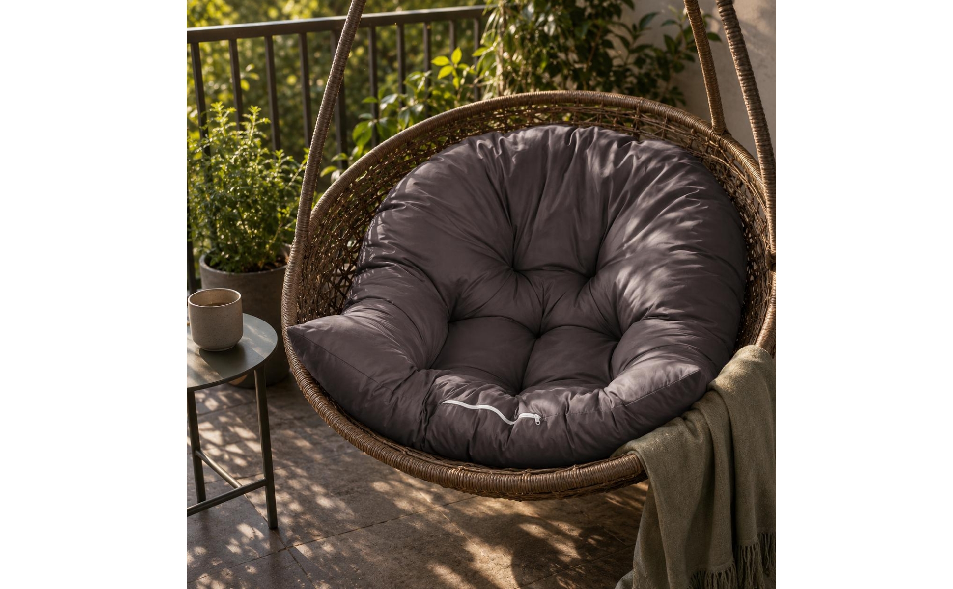 Quilted Hanging Chair Cushion Thick Encircling Seat Cushion Stitched