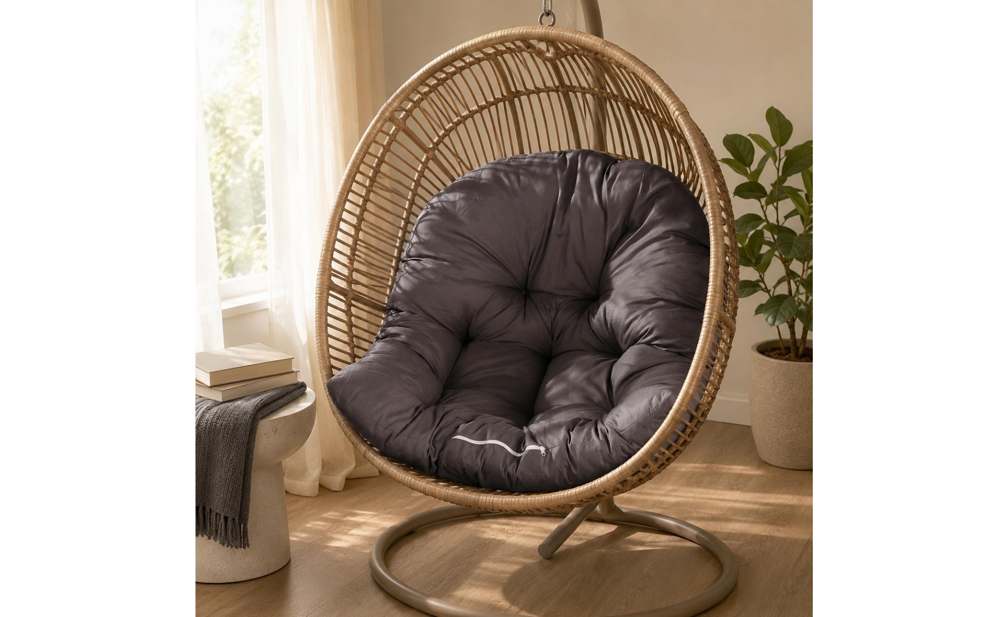 Quilted Hanging Chair Cushion Thick Encircling Seat Cushion Stitched
