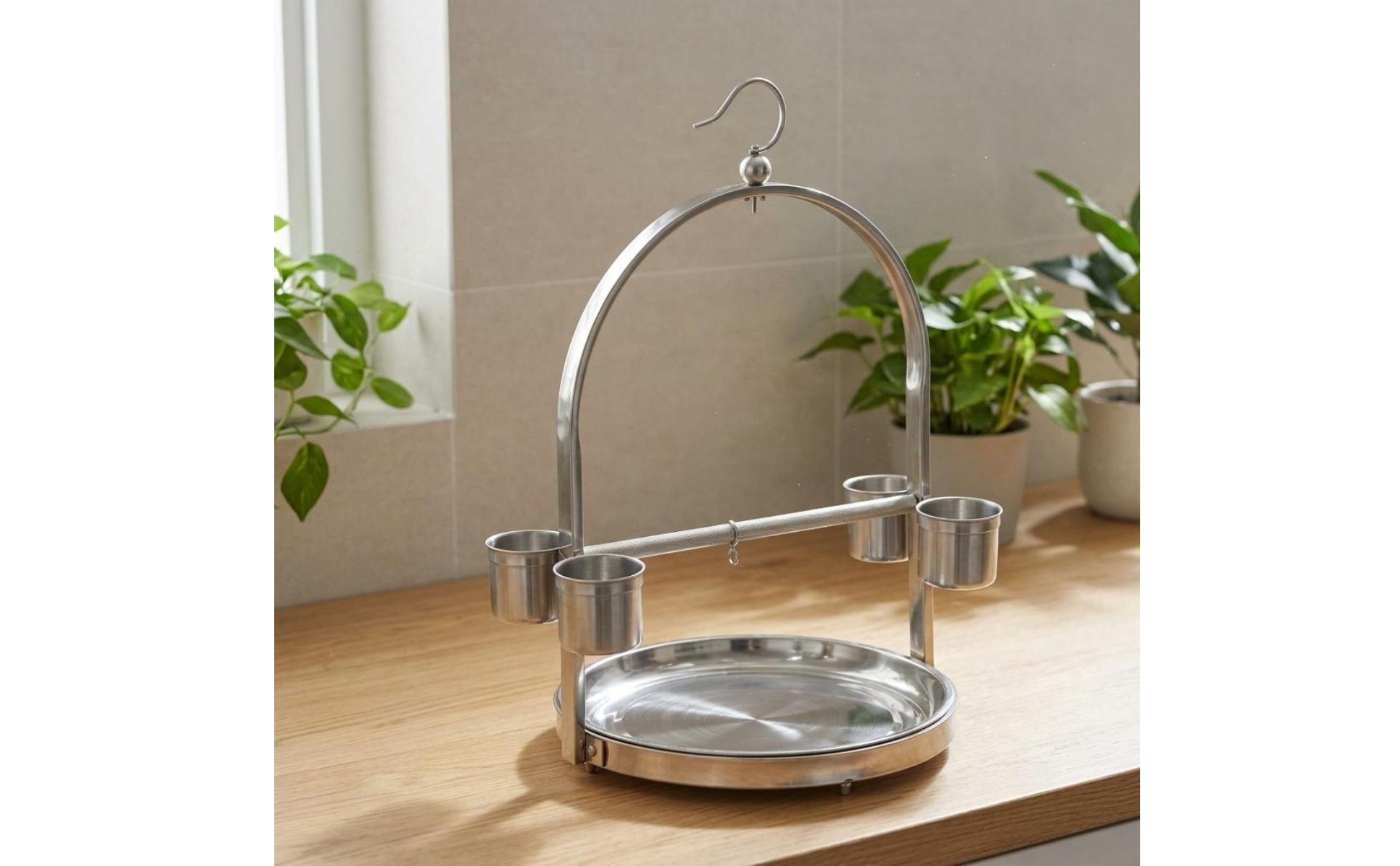 Bird Standing Rack Stainless Steel Bird Stand Round Base