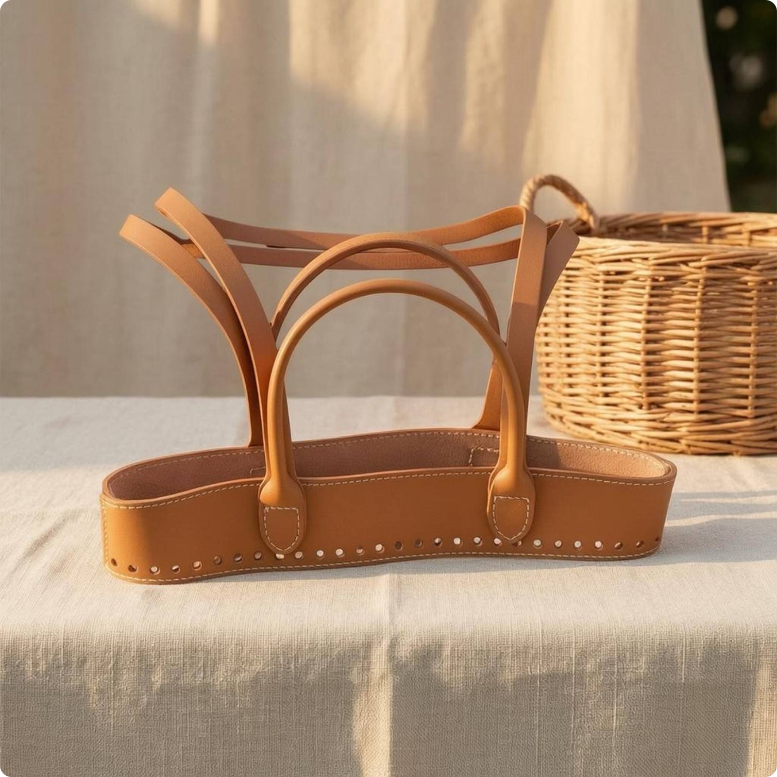 Open-Top Handbag Body Structured Leather-Like Handbag Base Oval Shape